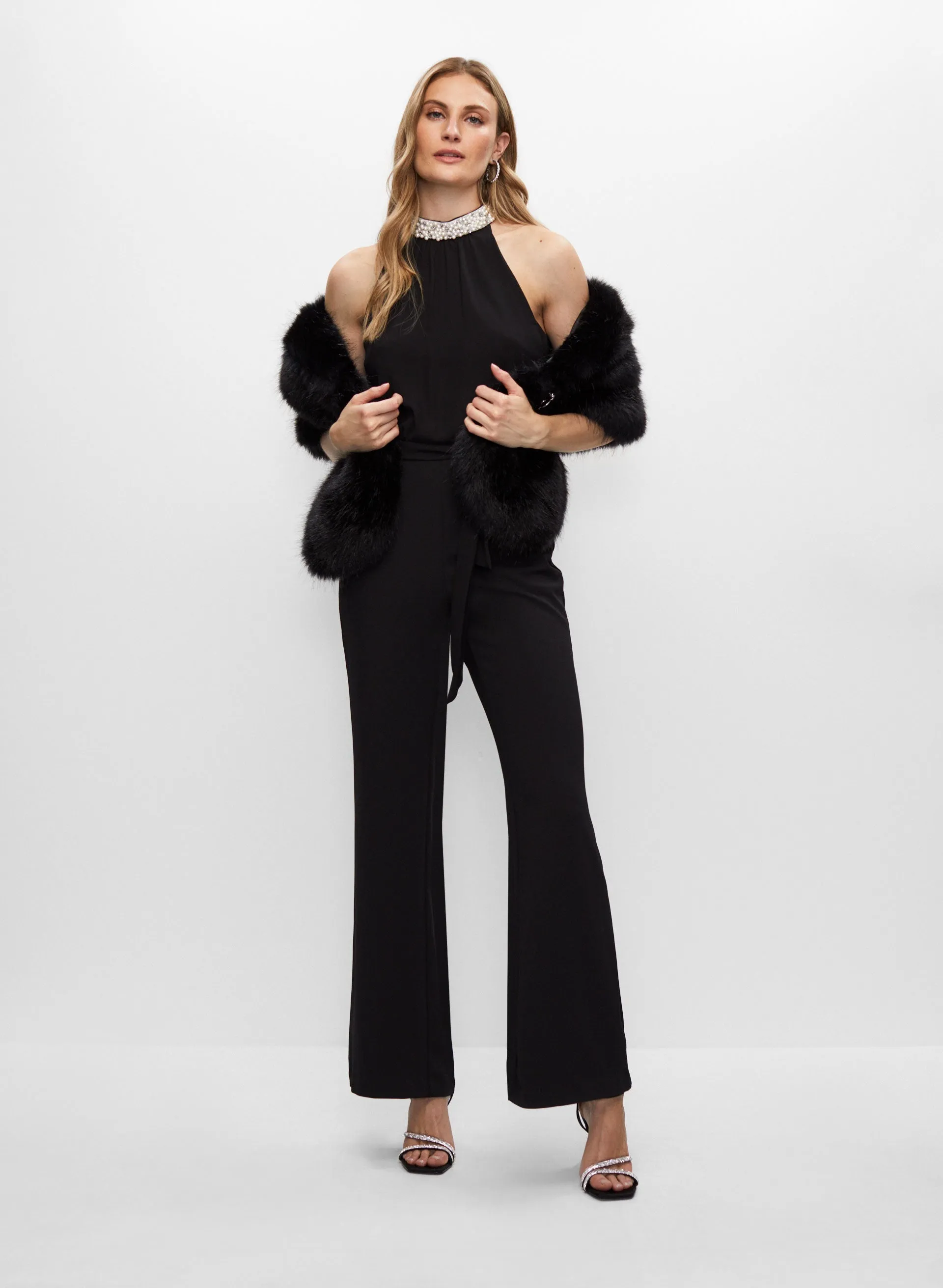 Rhinestone Clip Faux Fur Stole sold by Melanie Lyne product image thumbnail 4