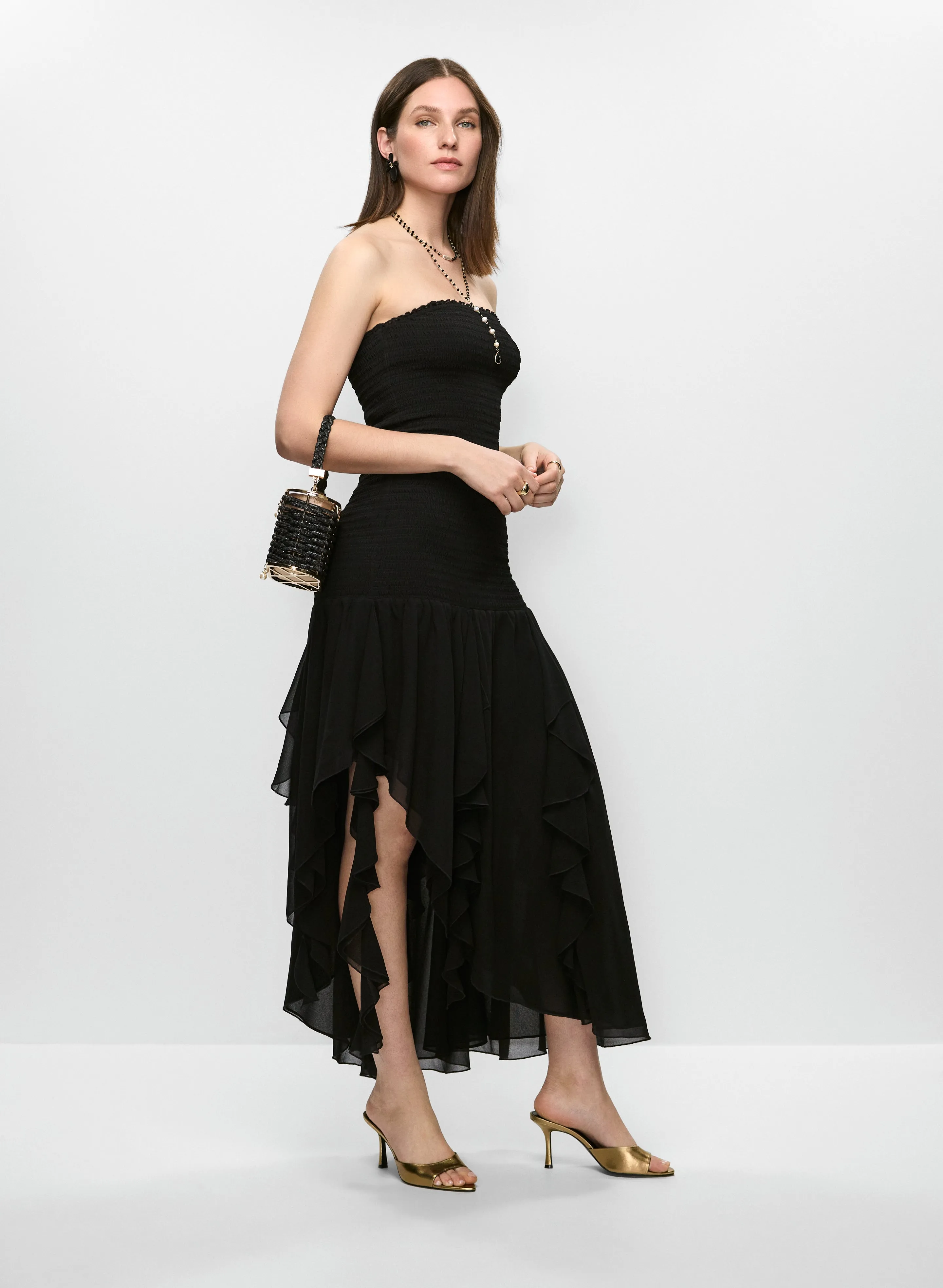 Smocked Bodice Ruffle Hem Dress sold by Melanie Lyne product image thumbnail 4