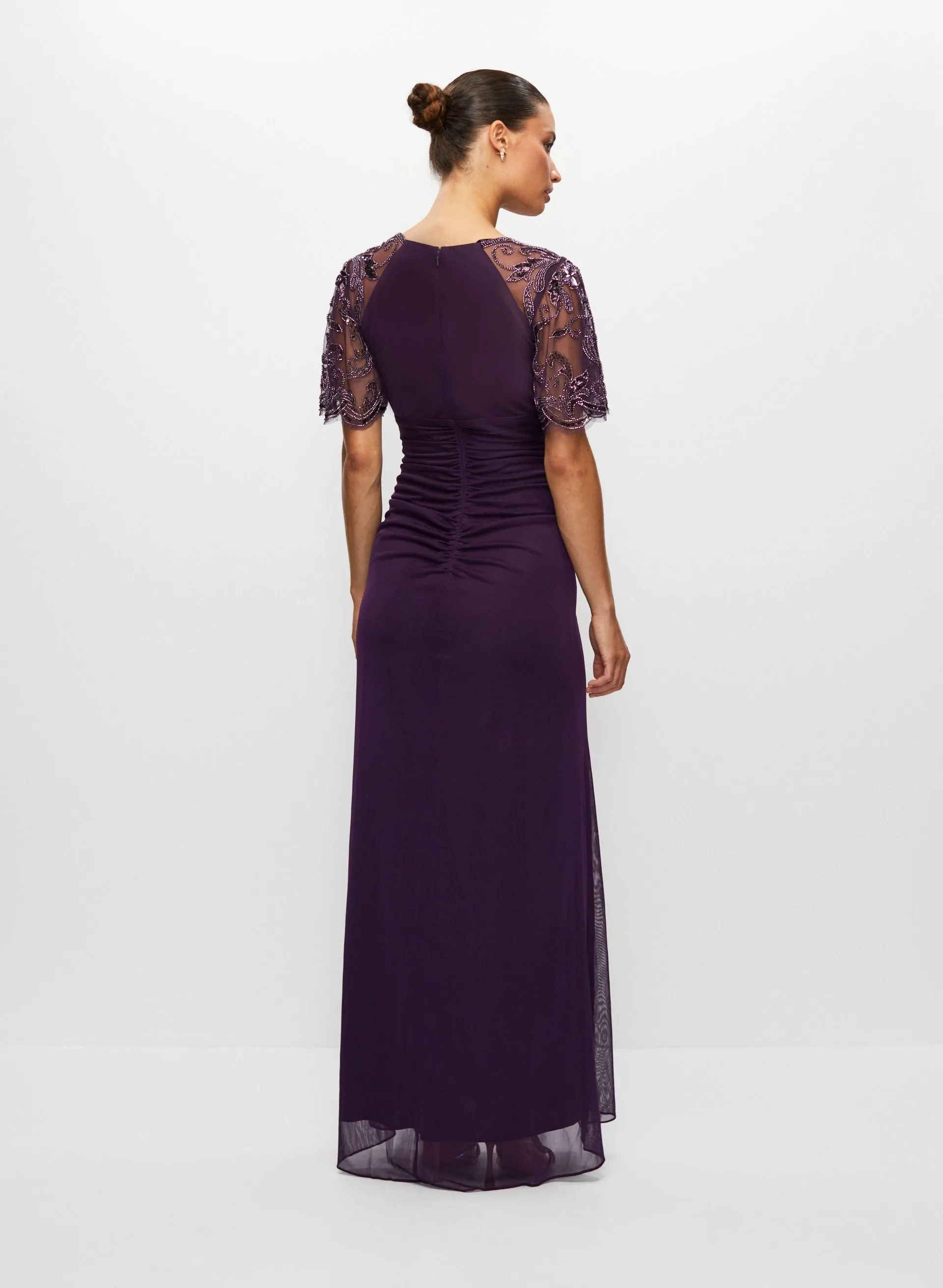 Beaded Sleeve Chiffon Dress sold by Melanie Lyne product image thumbnail 4