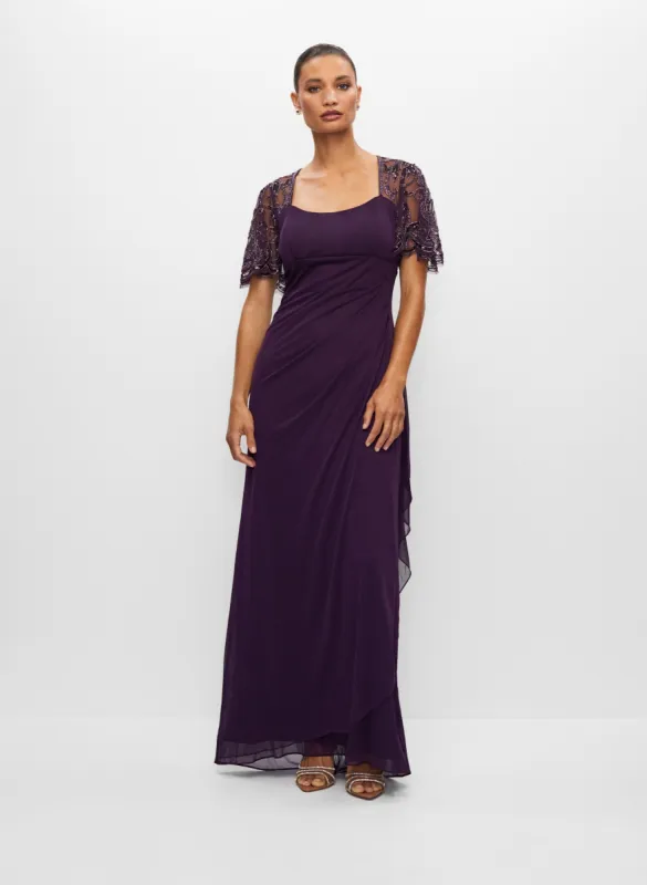 Beaded Sleeve Chiffon Dress sold by Melanie Lyne