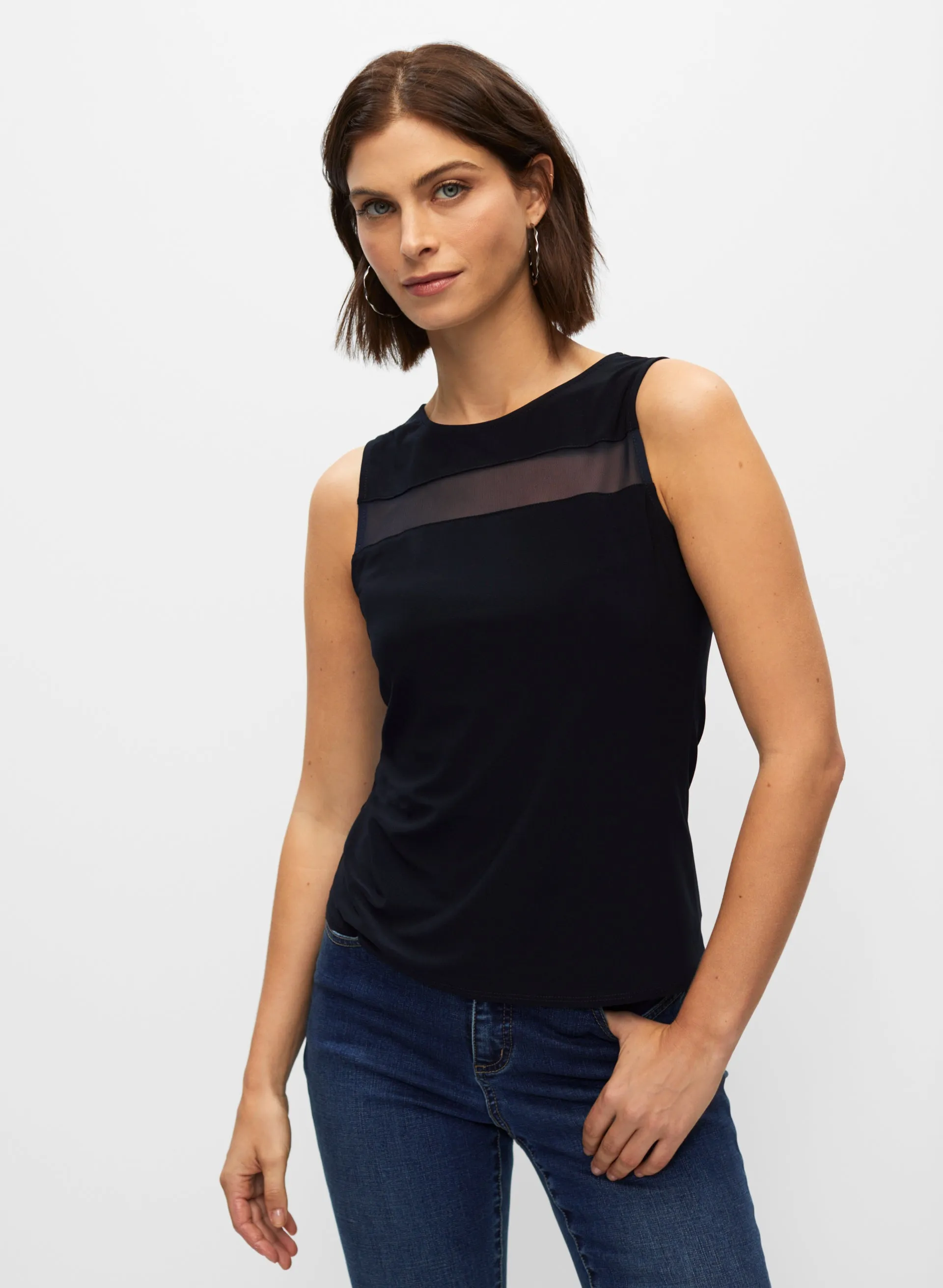Mesh Detail Sleeveless Top sold by Melanie Lyne