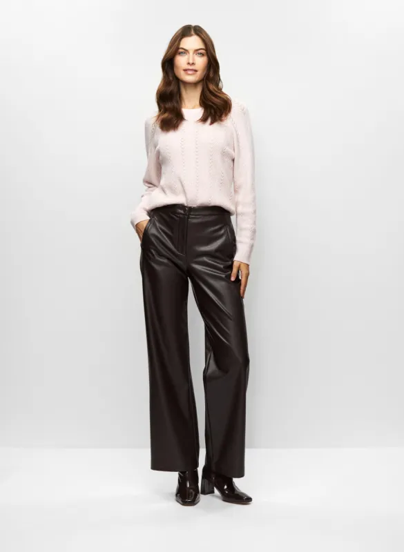 Pointelle Knit Sweater & Vegan Leather Pants sold by Melanie Lyne