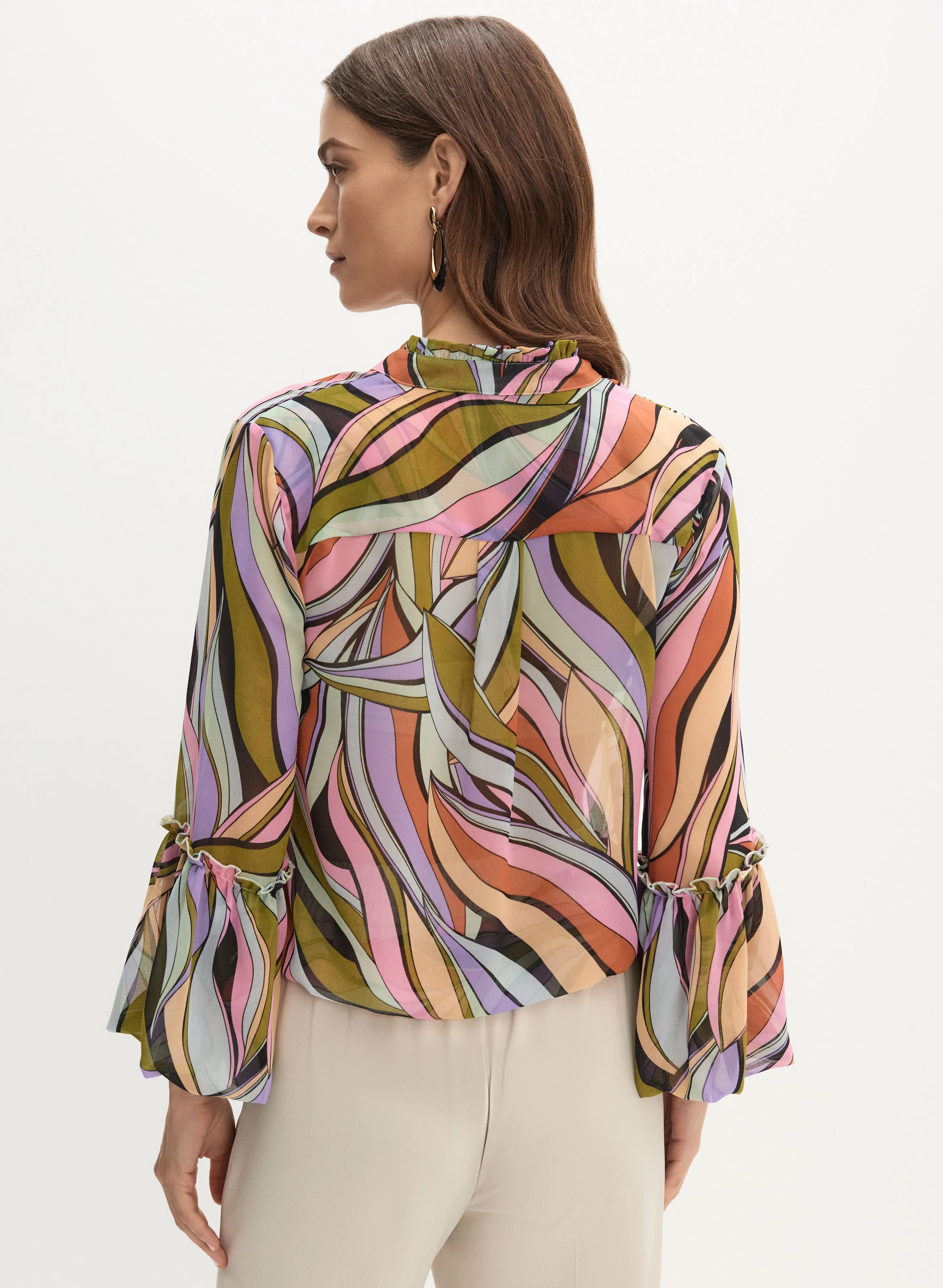 Leaf Print Chiffon Blouse sold by Melanie Lyne product image thumbnail 4