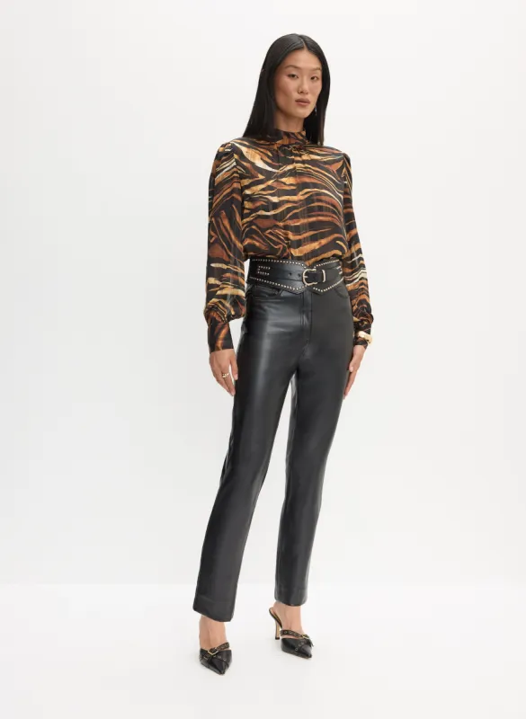 Animal Print Blouse & Vegan Leather Pants sold by Melanie Lyne