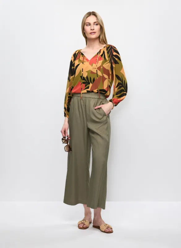 Tropical Print Tie Neck Blouse and culotte Pants sold by Melanie Lyne