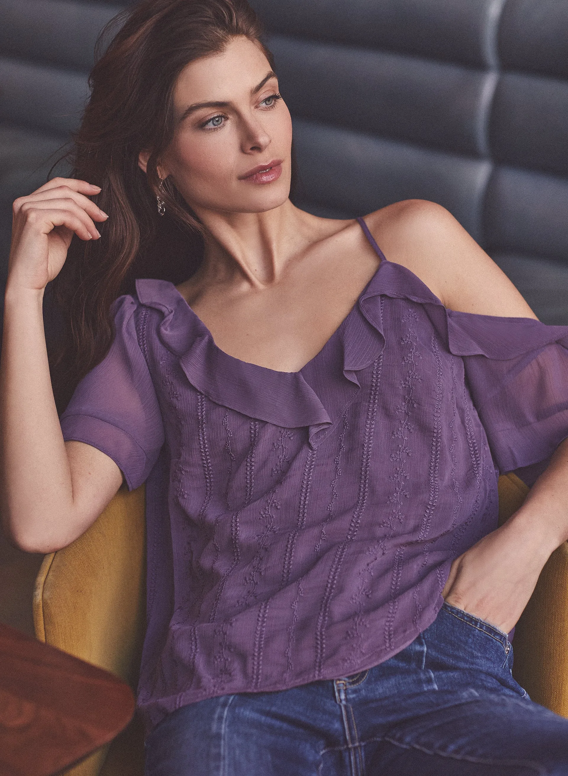 Vince Camuto - One-Shoulder Ruffle Detail Blouse sold by Melanie Lyne