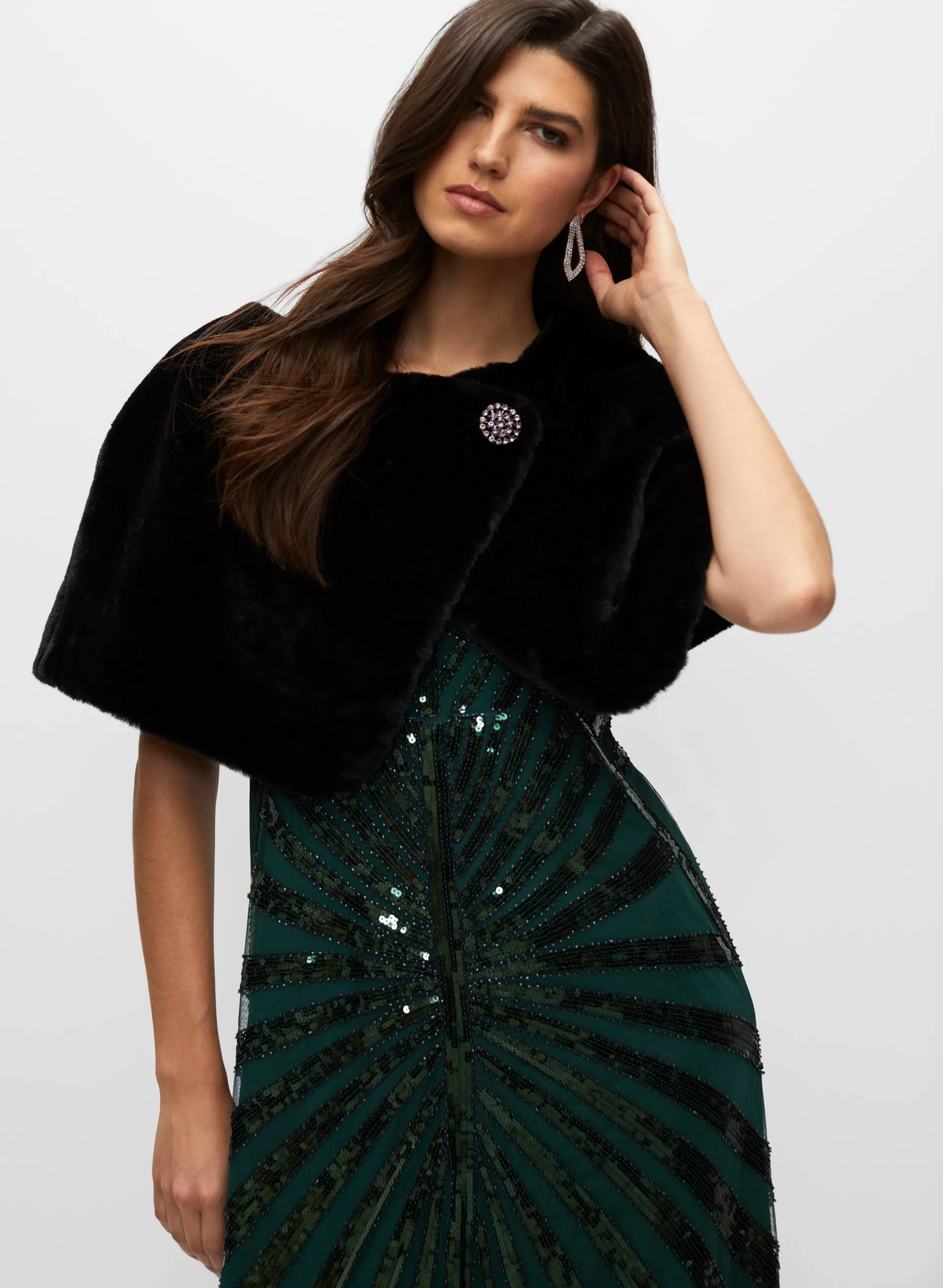 Faux Fur Brooch Detail Wrap sold by Melanie Lyne product image thumbnail 4