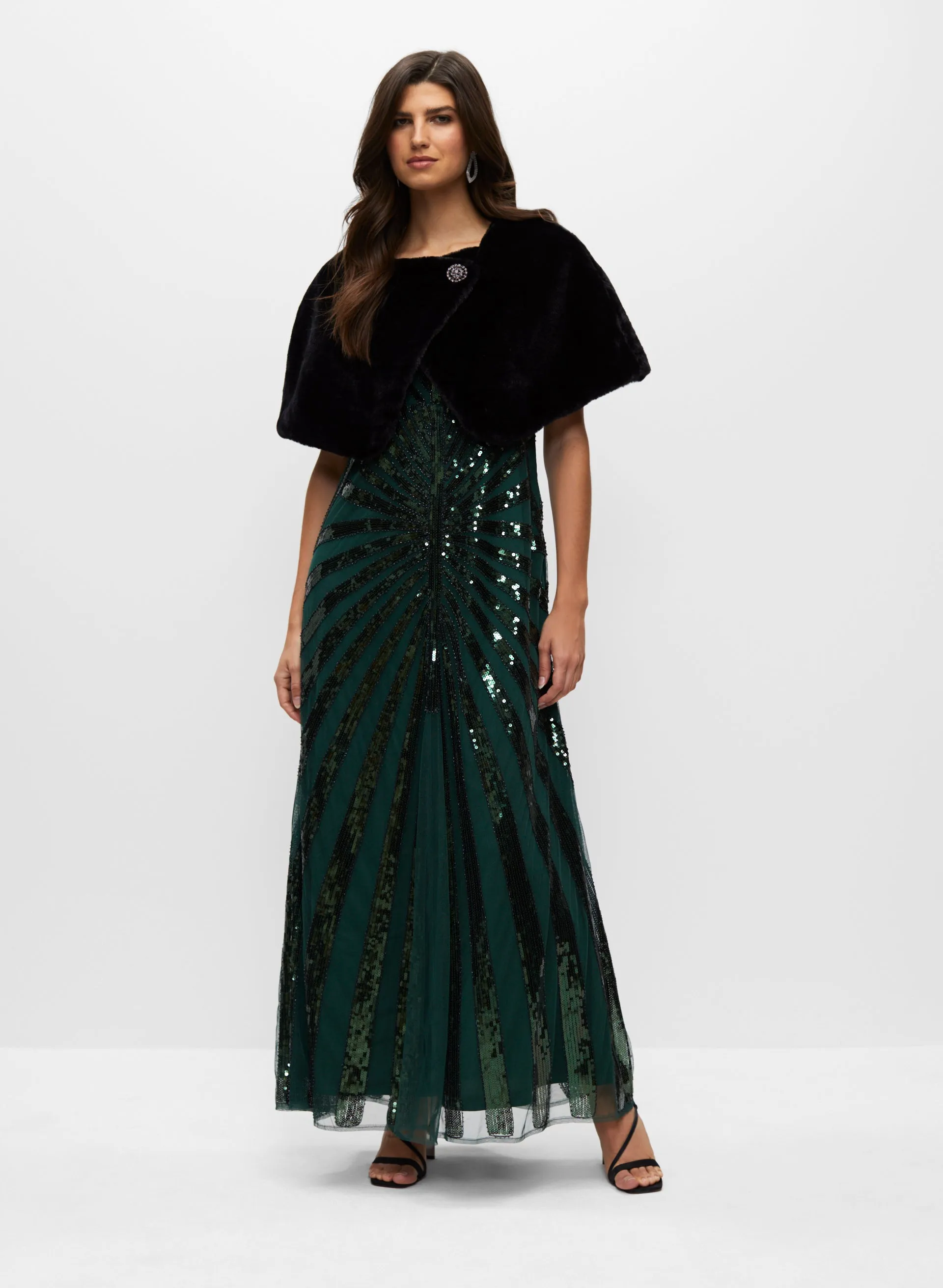 Faux Fur Brooch Detail Wrap sold by Melanie Lyne