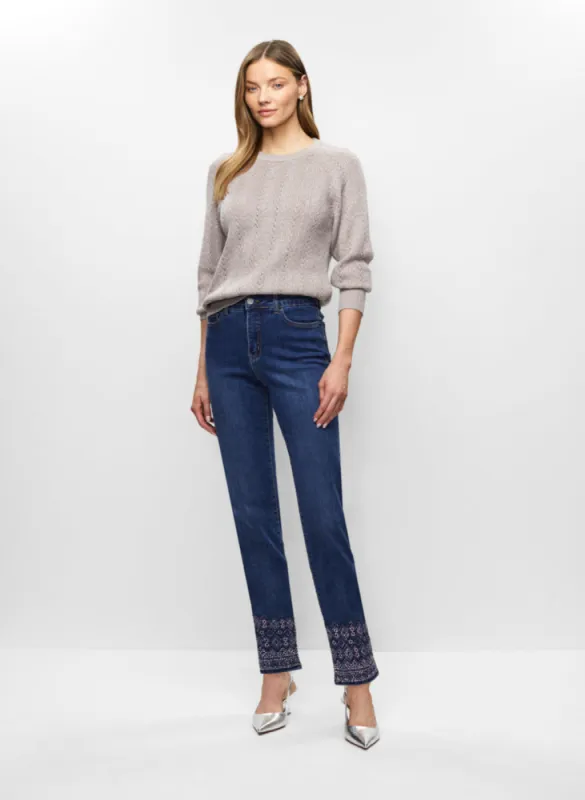 Pointelle Knit Sweater & Embellished Jeans sold by Melanie Lyne
