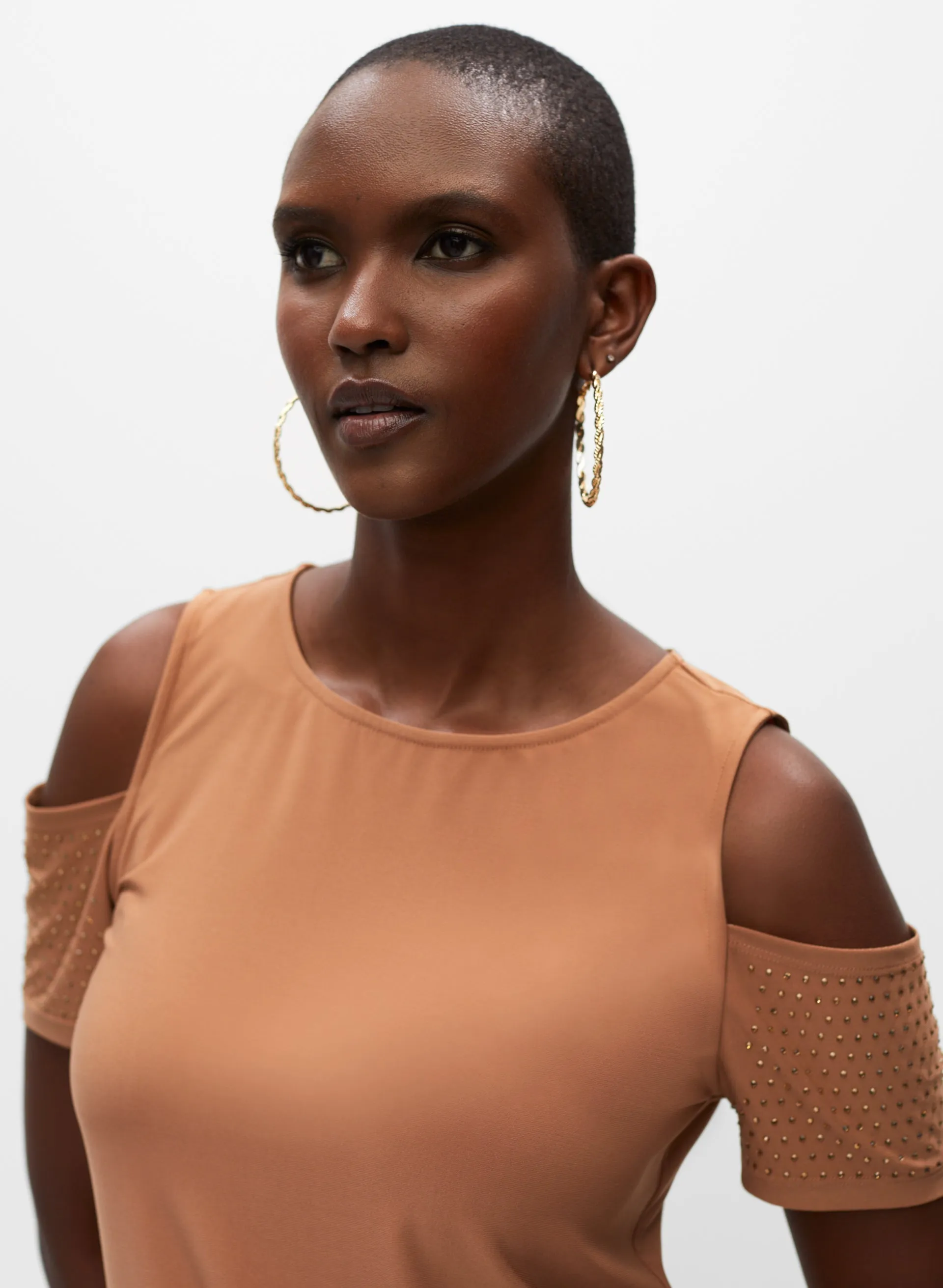 Rhinestone Detail Cold Shoulder Top sold by Melanie Lyne product image thumbnail 2