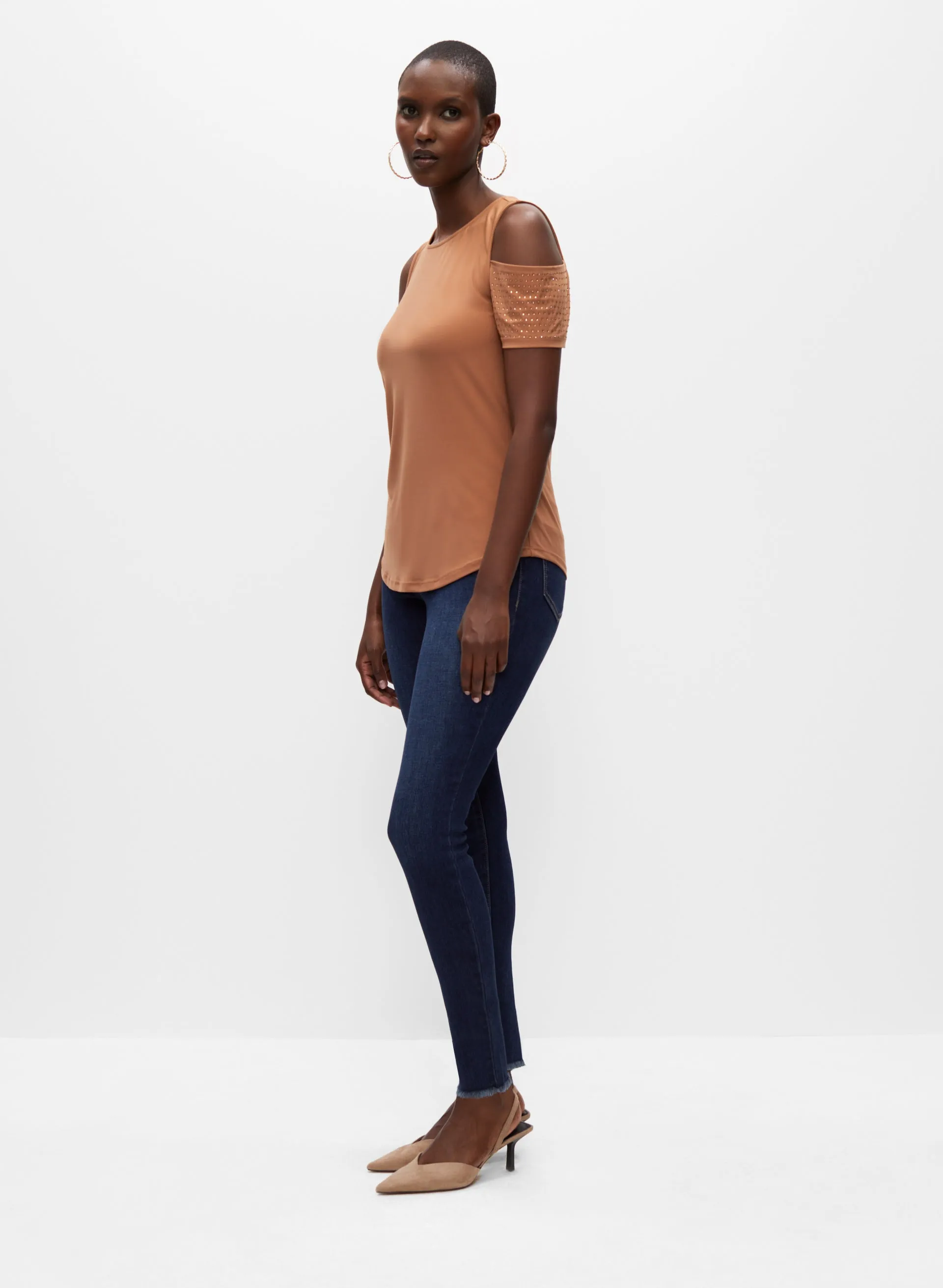 Rhinestone Detail Cold Shoulder Top sold by Melanie Lyne product image thumbnail 4