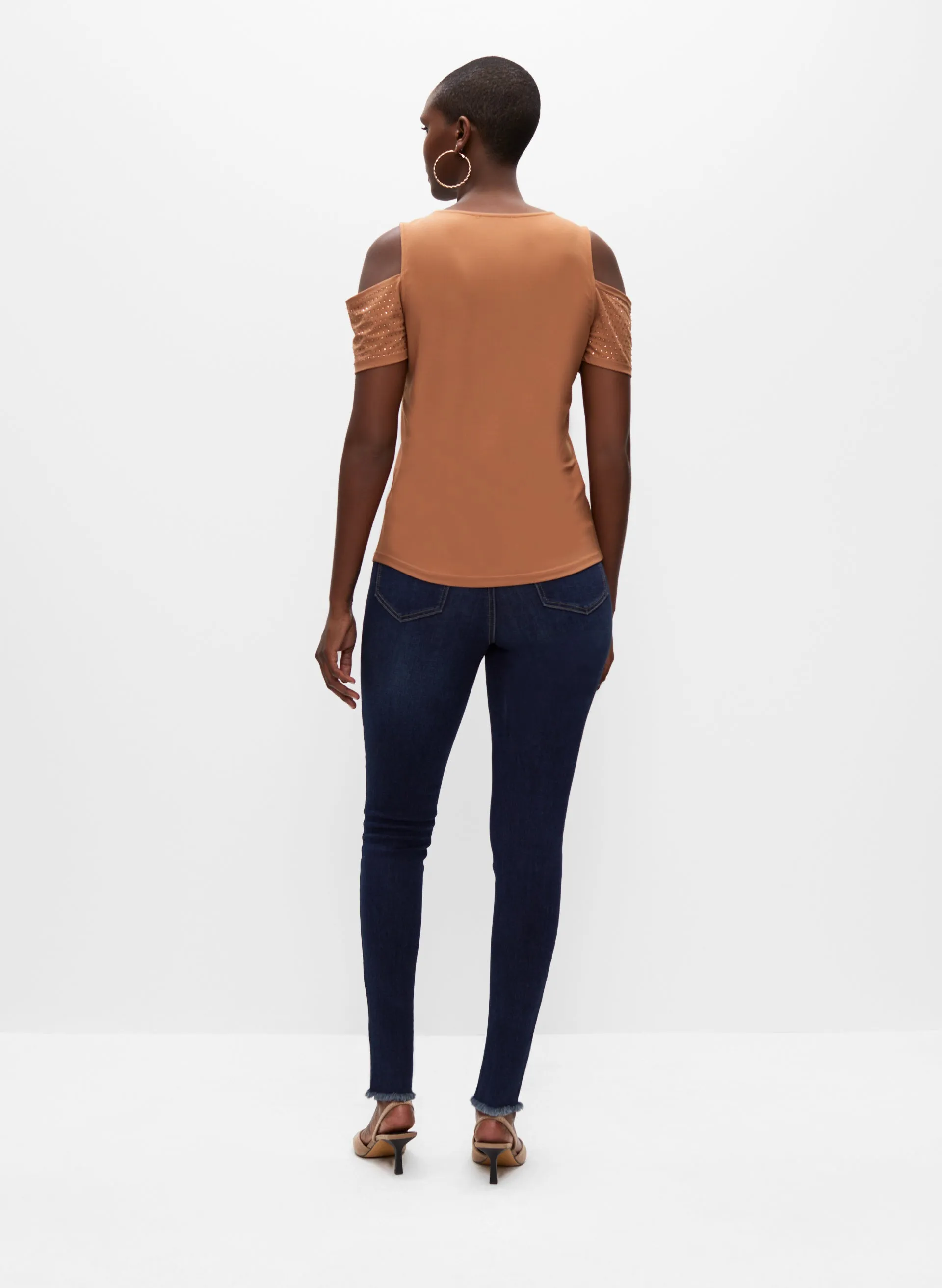 Rhinestone Detail Cold Shoulder Top sold by Melanie Lyne product image thumbnail 3