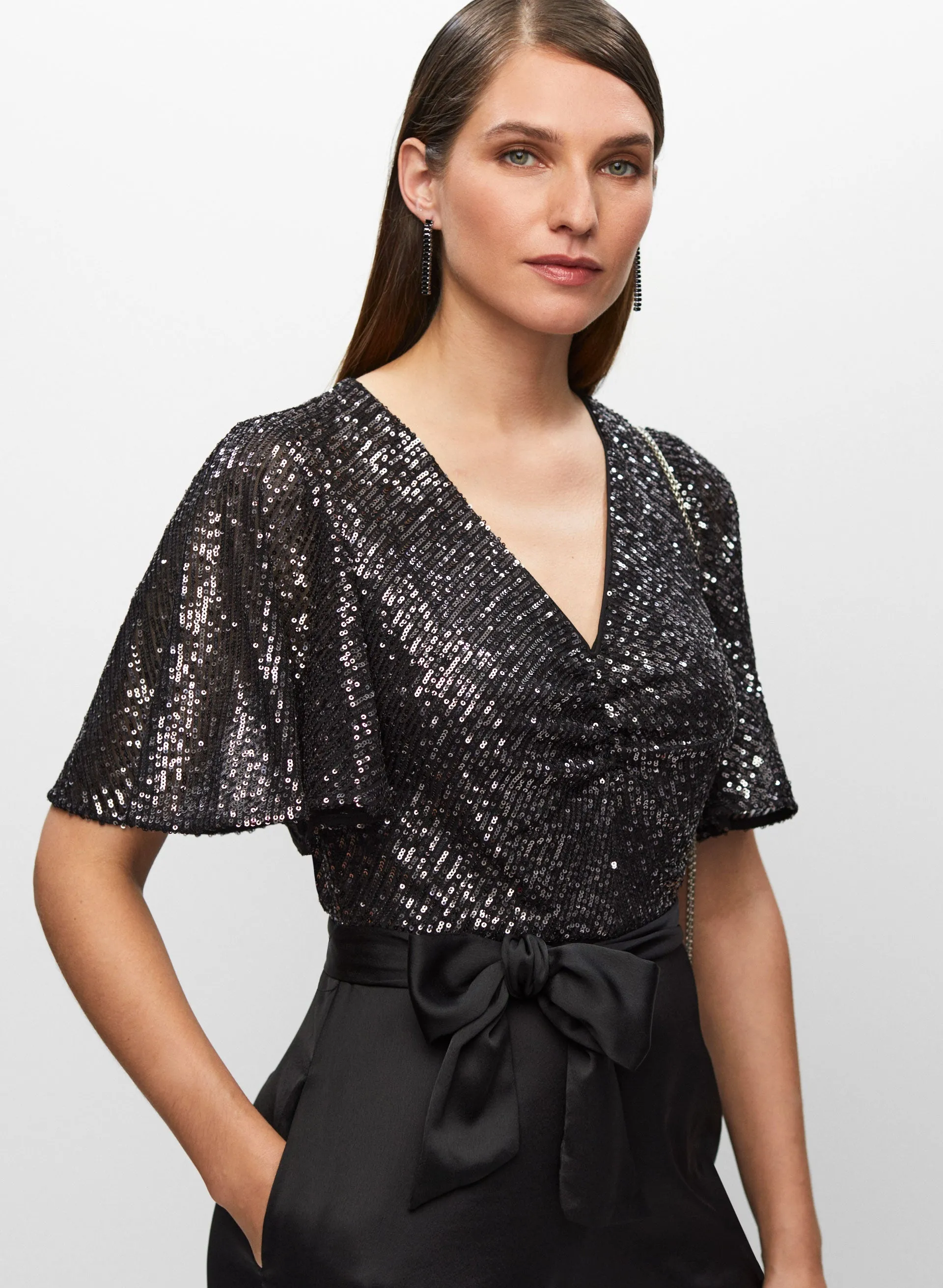 Sequin & Satin Jumpsuit sold by Melanie Lyne product image thumbnail 4