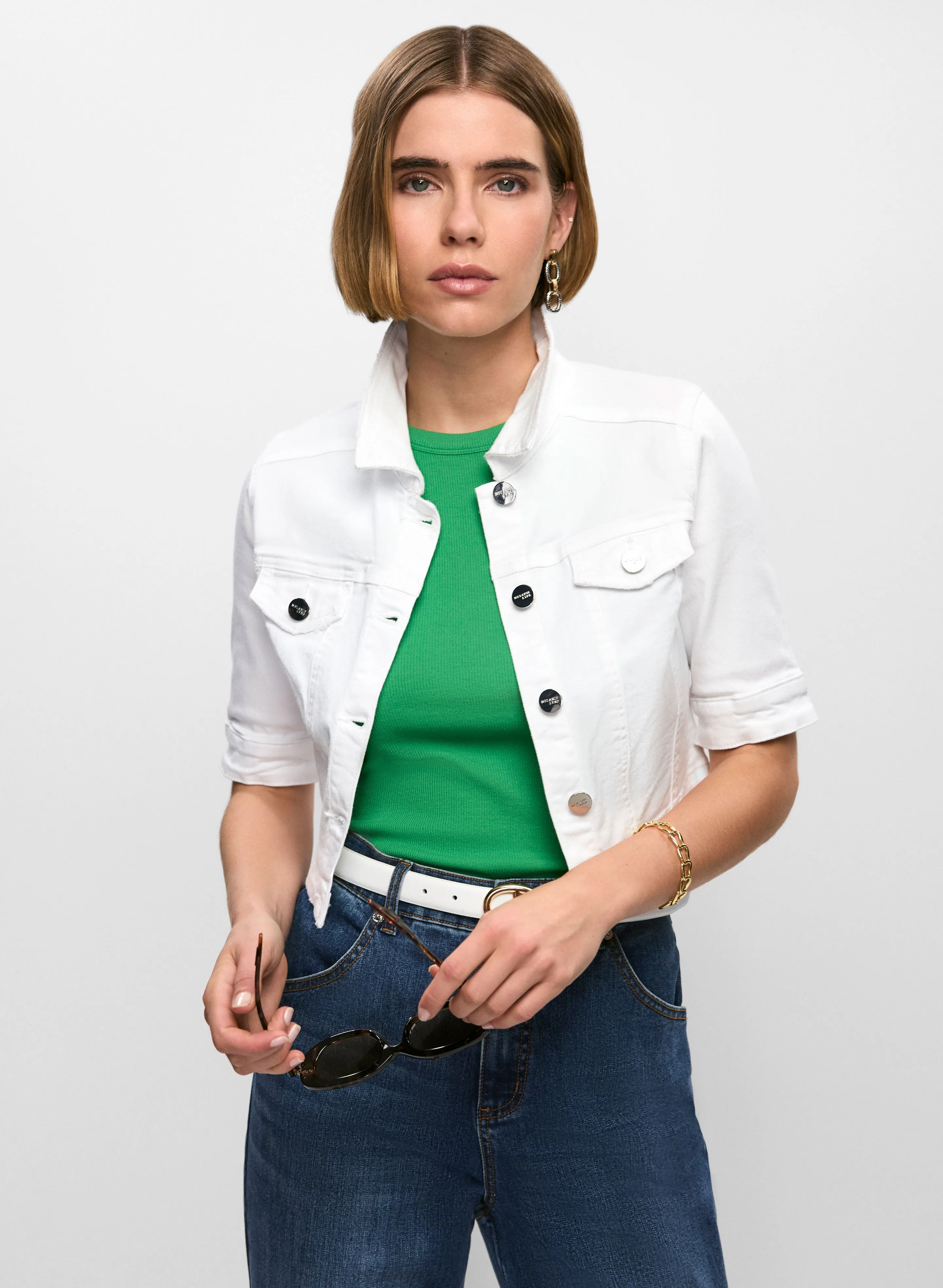 Essential Cropped Denim Jacket sold by Melanie Lyne