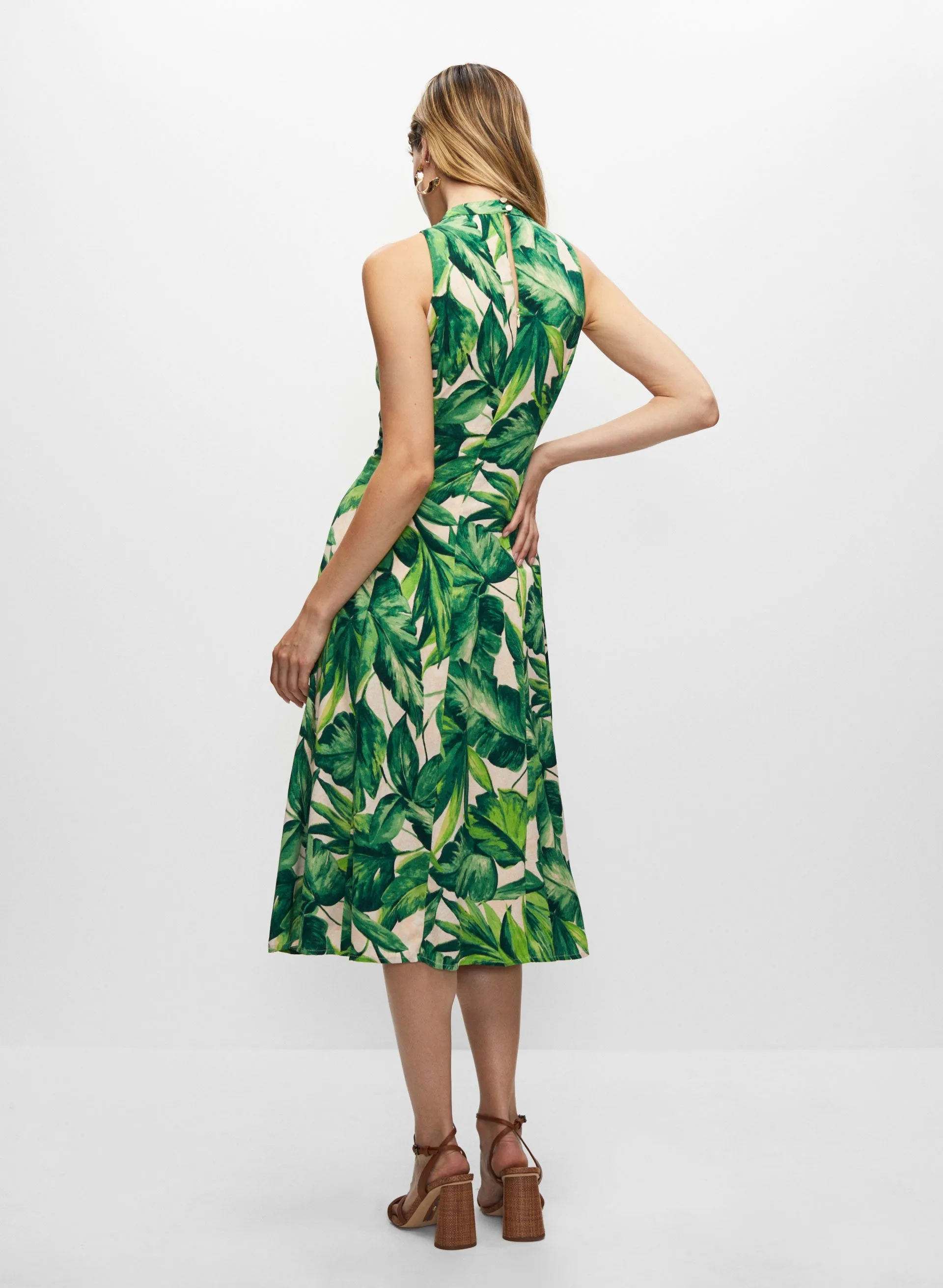 Leaf Print Halter Midi Dress sold by Melanie Lyne product image thumbnail 4