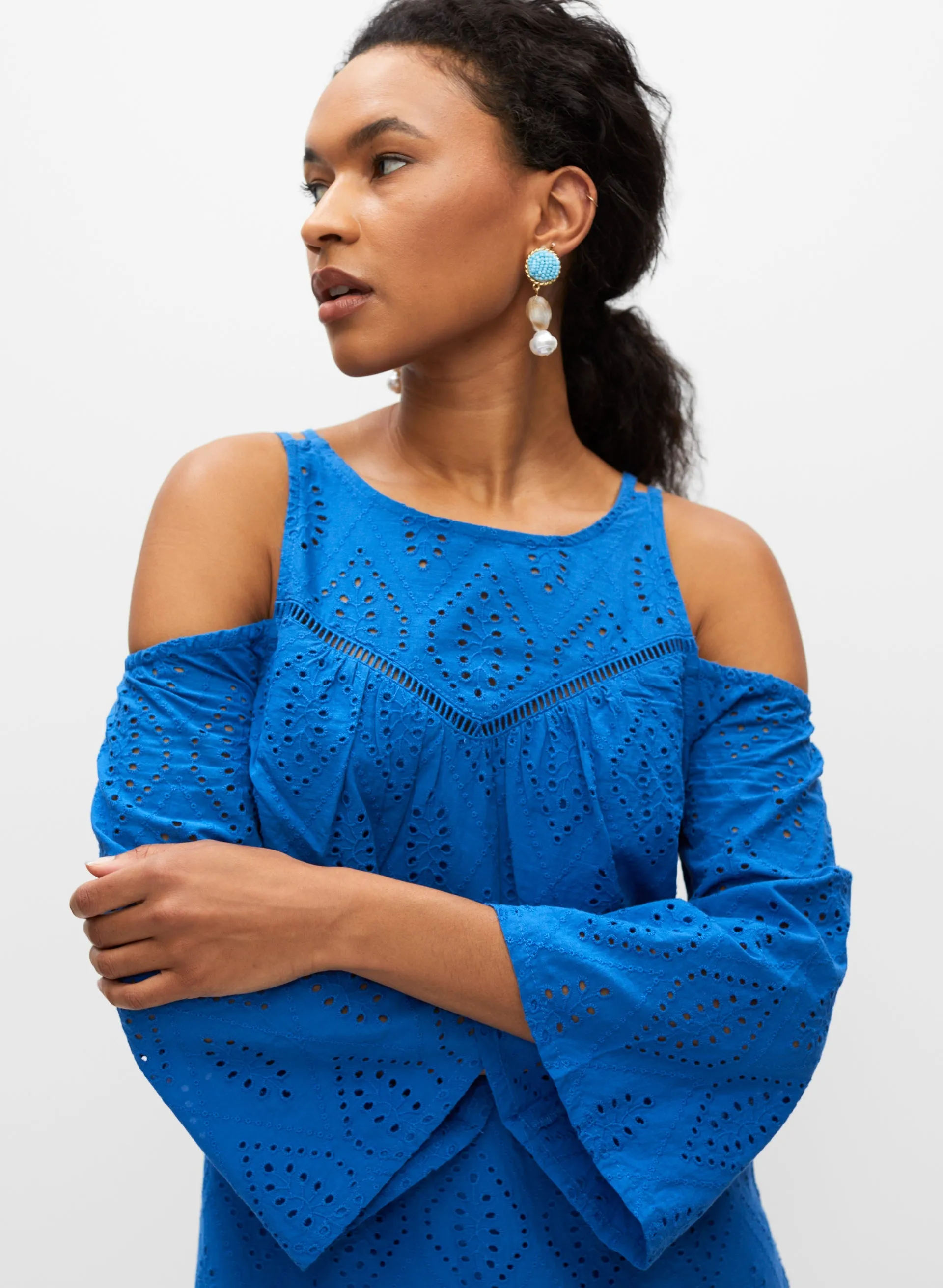 Cold Shoulder Cotton Eyelet Dress sold by Melanie Lyne product image thumbnail 4