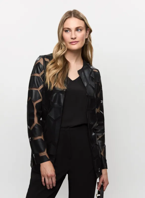 Joseph Ribkoff - Geometric Vegan Leather Jacket sold by Melanie Lyne
