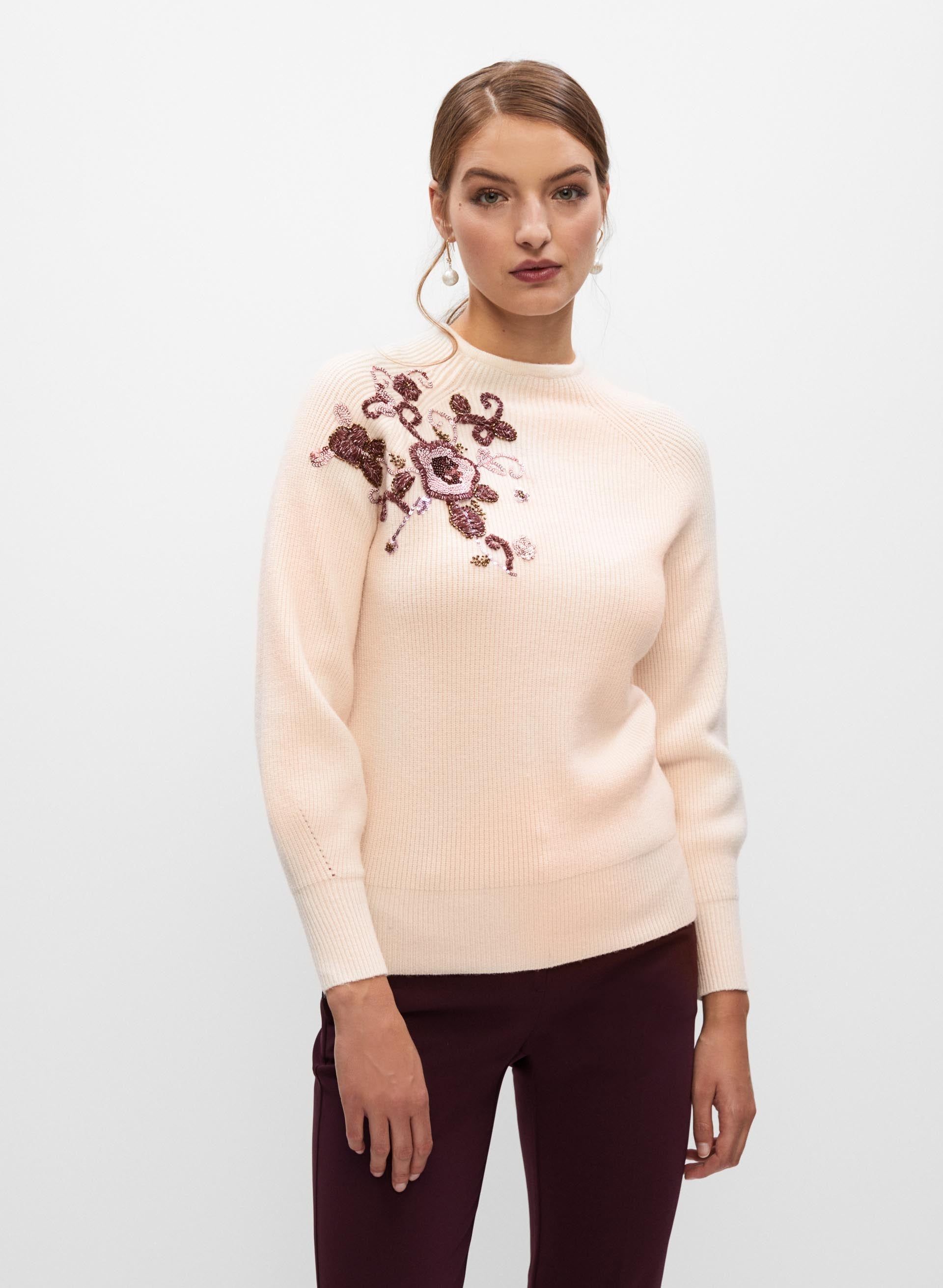 Floral Appliqué Crewneck Sweater sold by Melanie Lyne