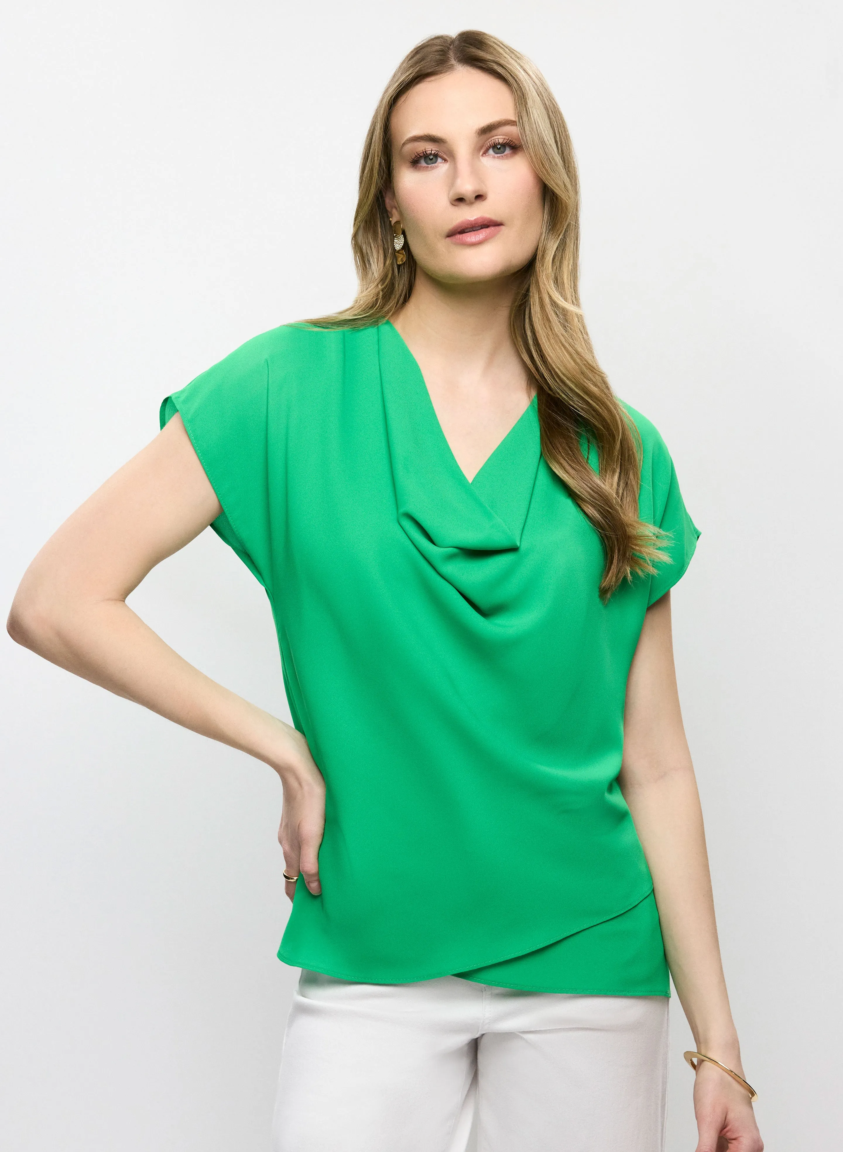 Joseph Ribkoff - Cap Sleeve Satin Blouse sold by Melanie Lyne