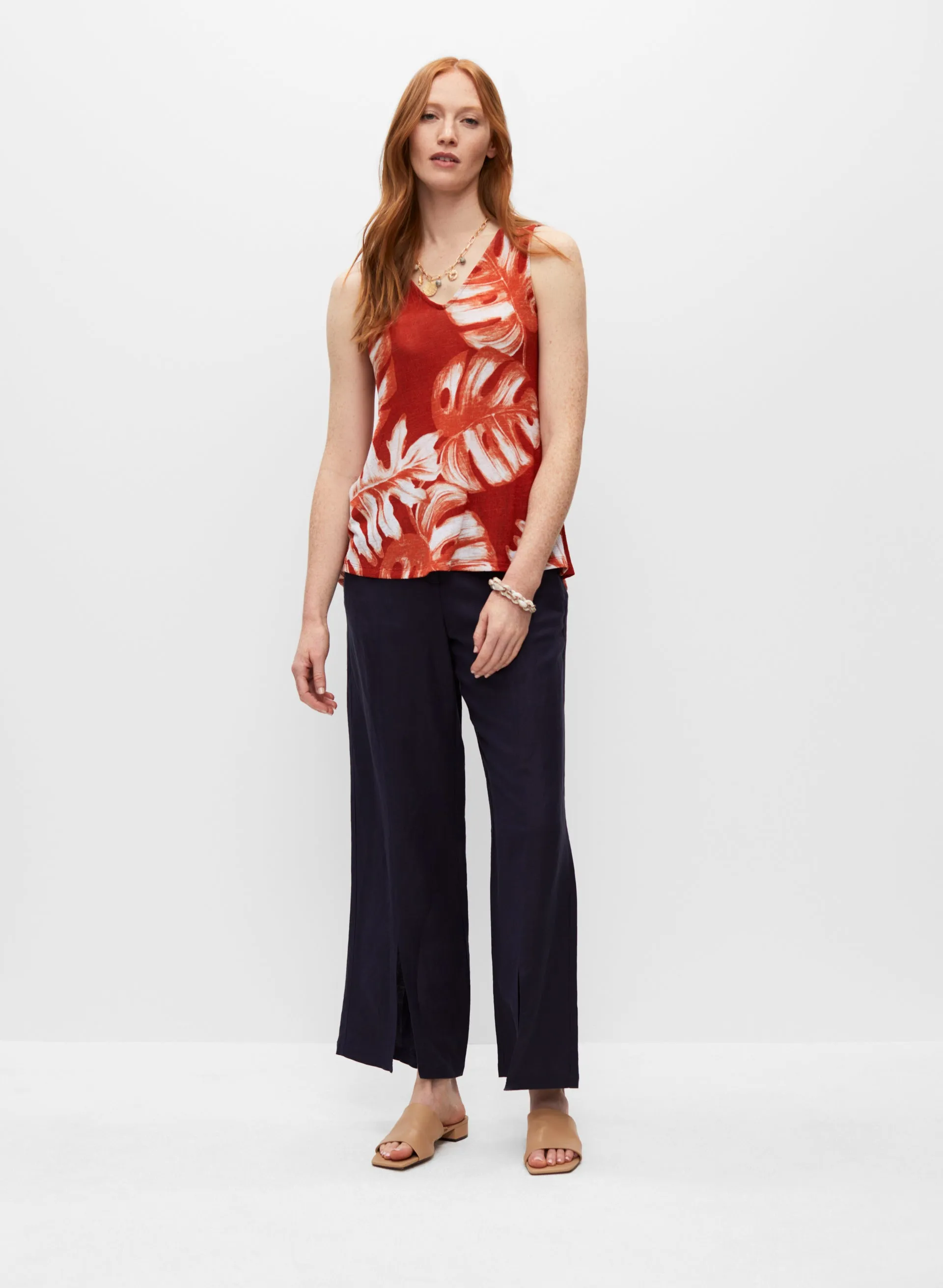 Leaf Print Sleeveless Top sold by Melanie Lyne