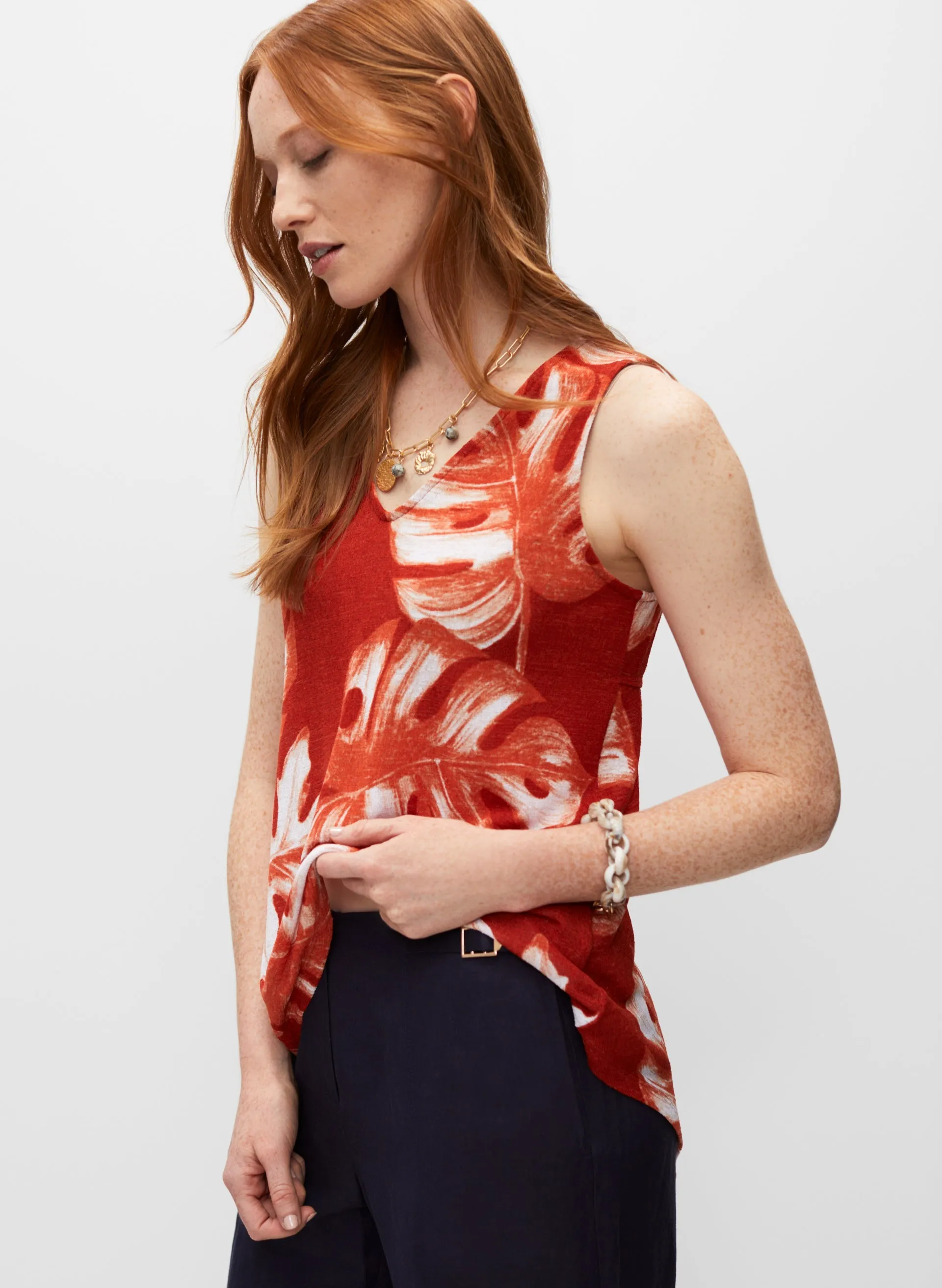Leaf Print Sleeveless Top sold by Melanie Lyne product image thumbnail 2