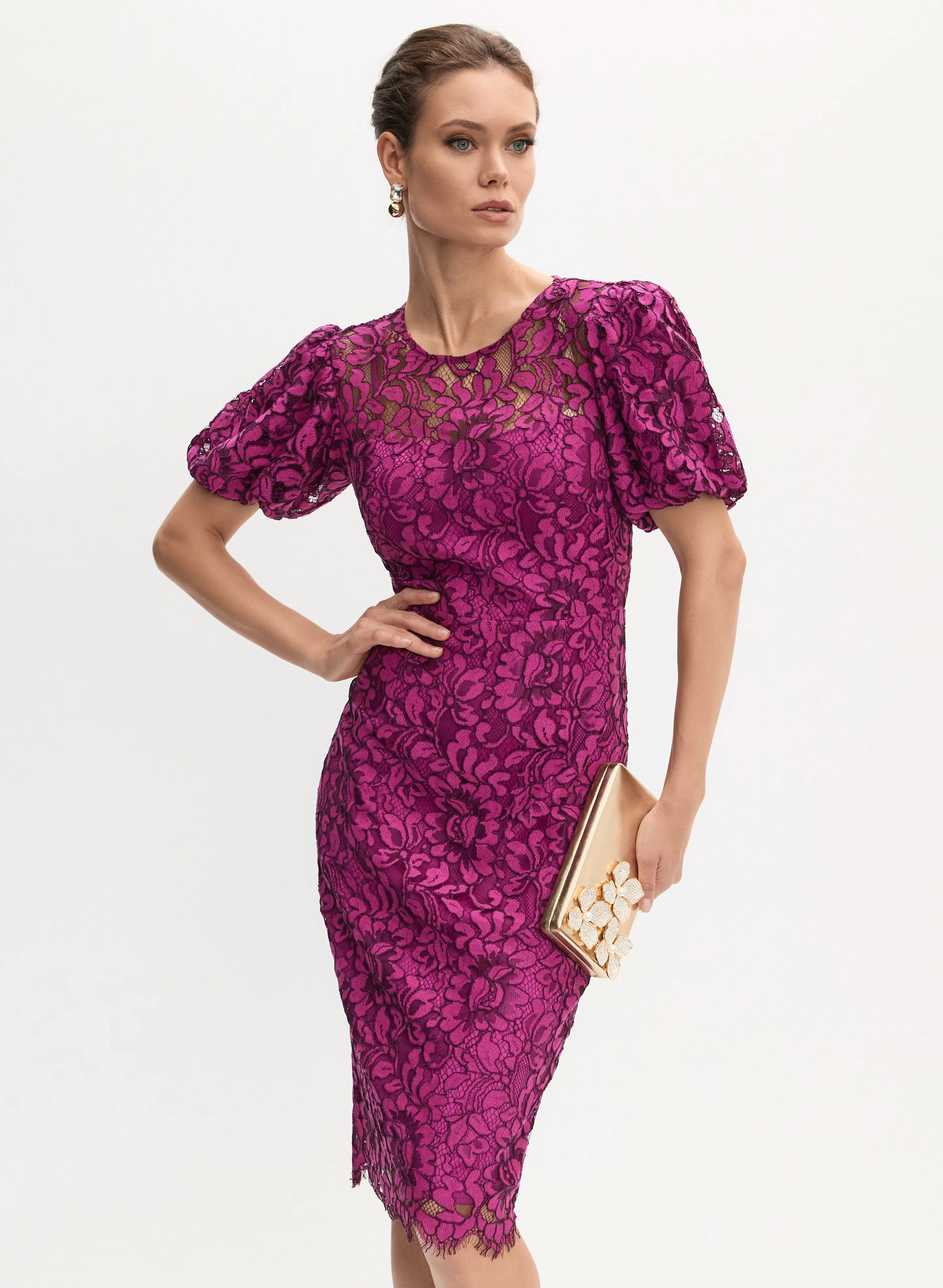 Lace Puff Sleeve Dress sold by Melanie Lyne product image thumbnail 5