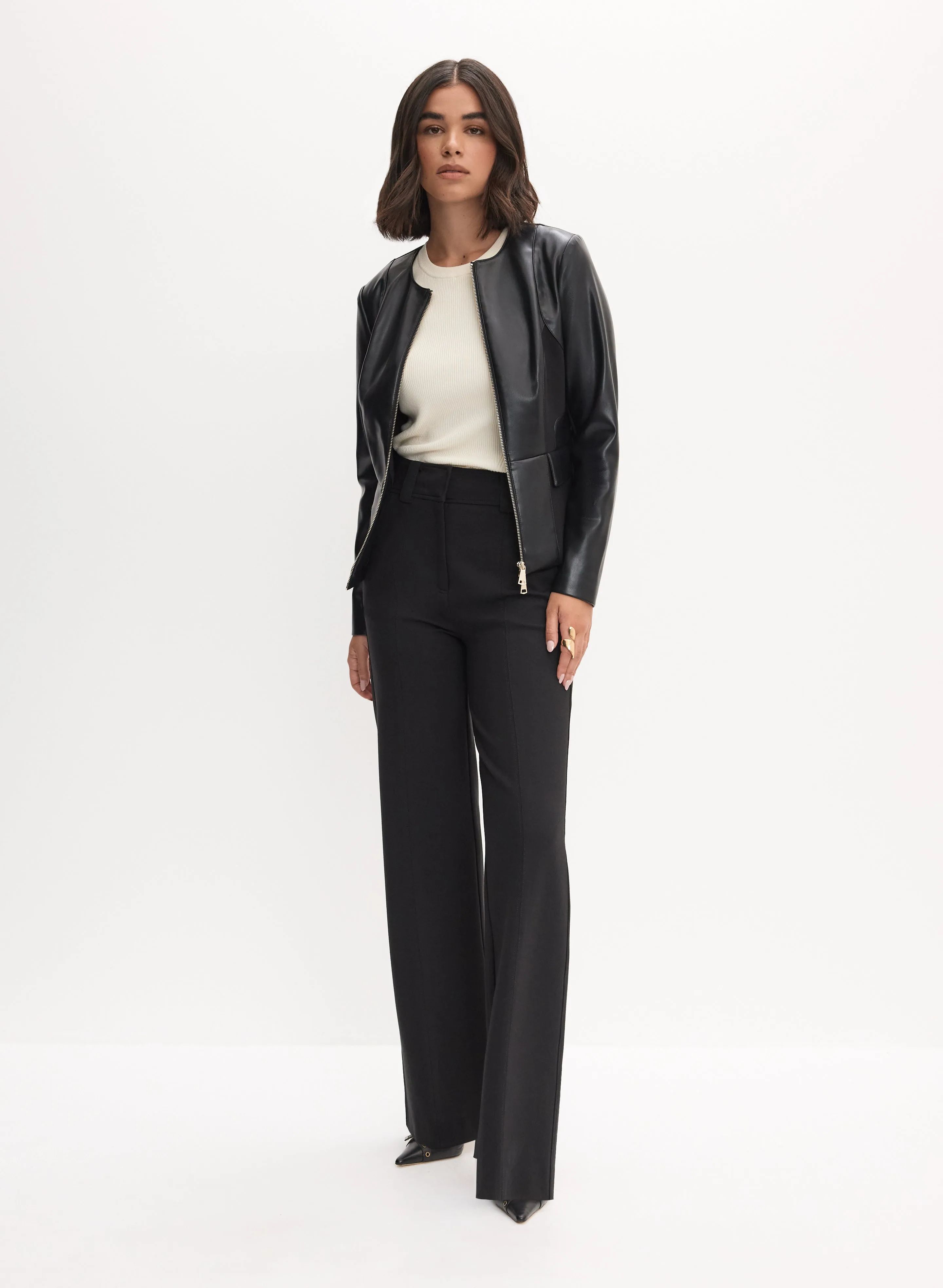 Vegan Leather Jacket & Wide Leg Pants sold by Melanie Lyne