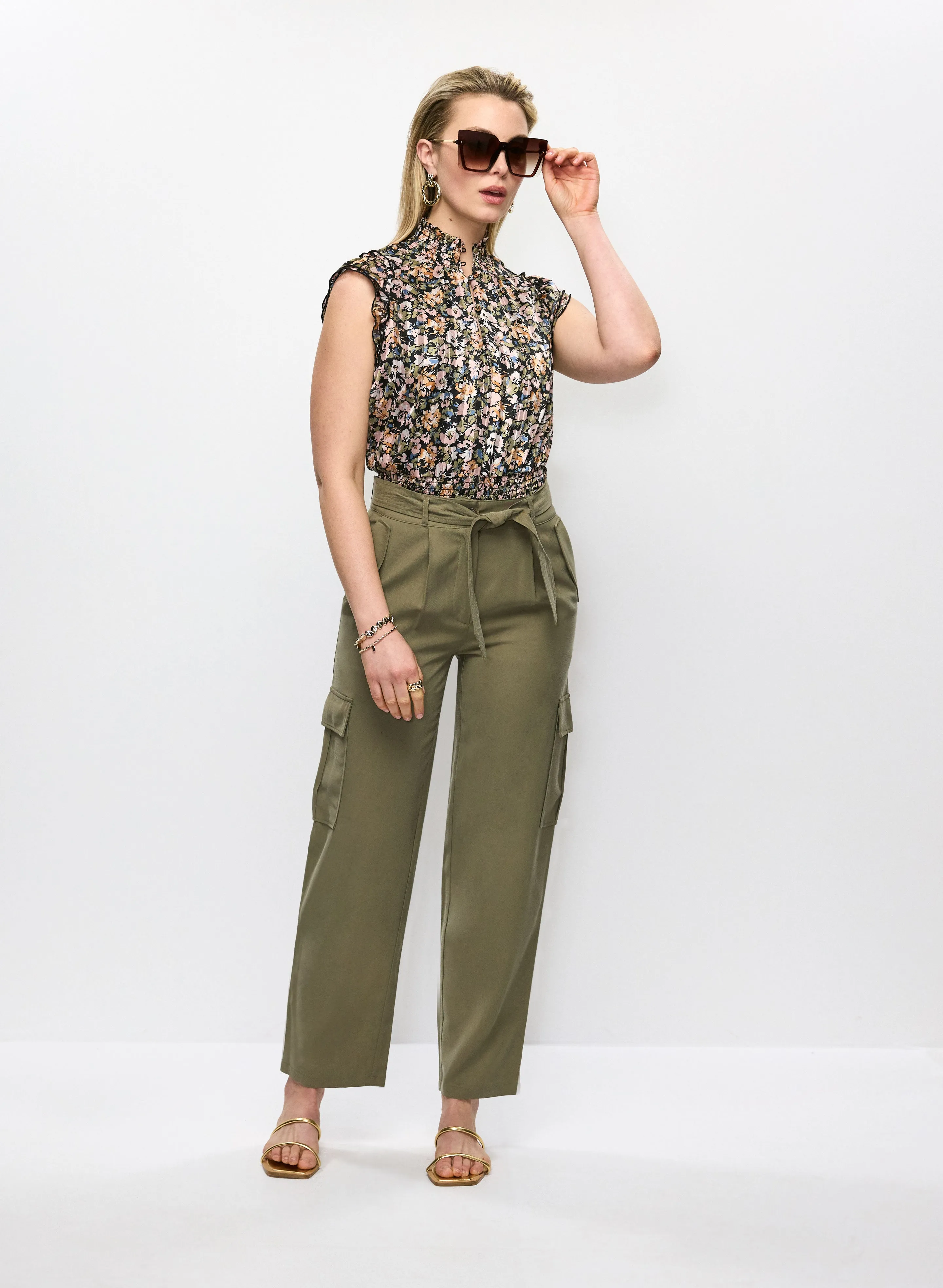 Ruched Hem Floral Blouse & Cargo Pants sold by Melanie Lyne