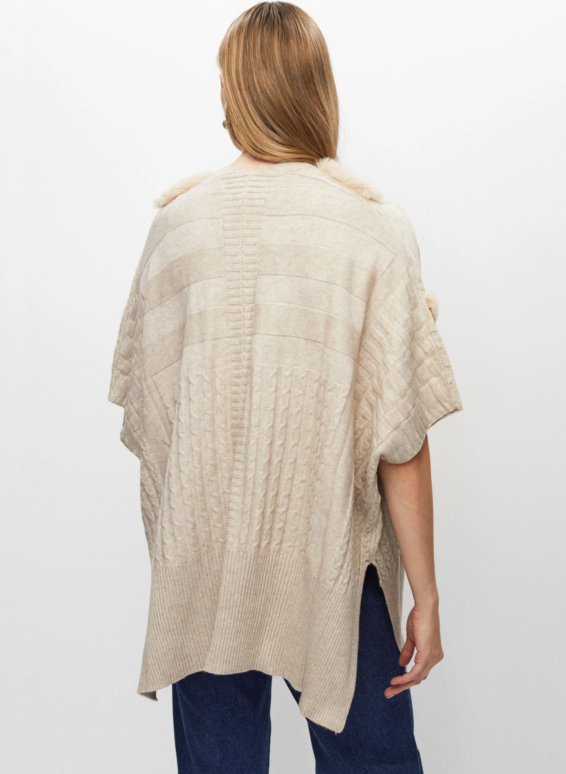 Joseph Ribkoff - Faux Fur Detail Mixed Knit Cardigan sold by Melanie Lyne product image thumbnail 4
