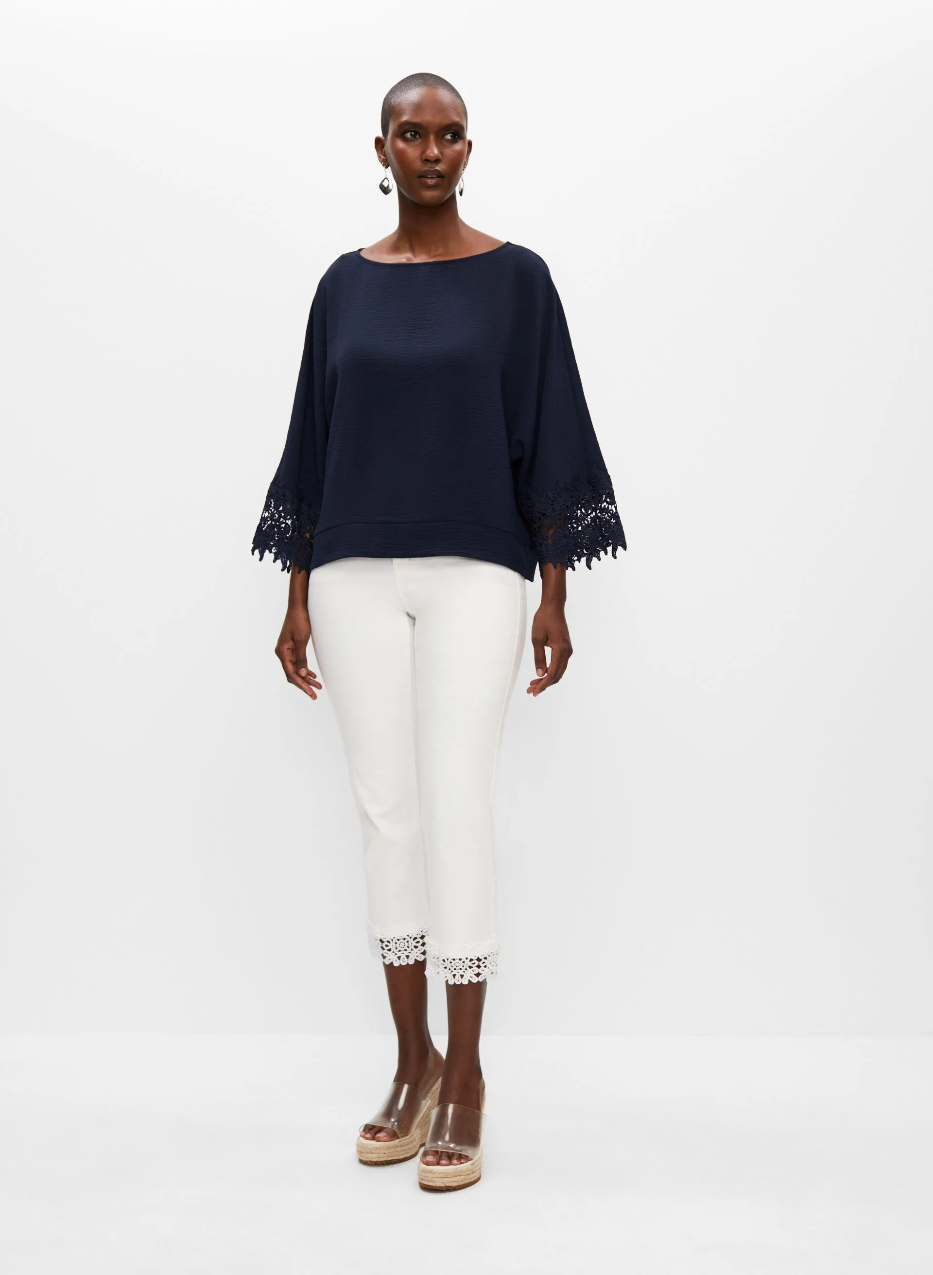 Lace Trim Wide Sleeve Blouse sold by Melanie Lyne product image thumbnail 3