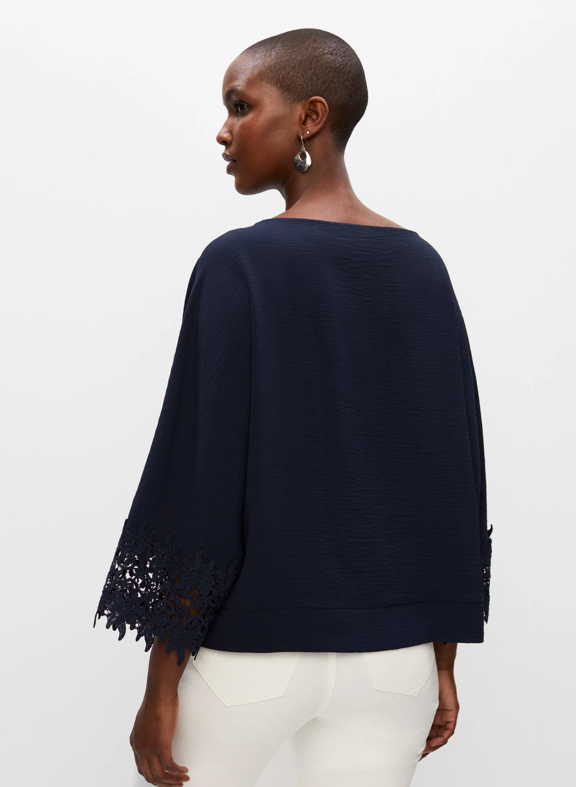 Lace Trim Wide Sleeve Blouse sold by Melanie Lyne product image thumbnail 4