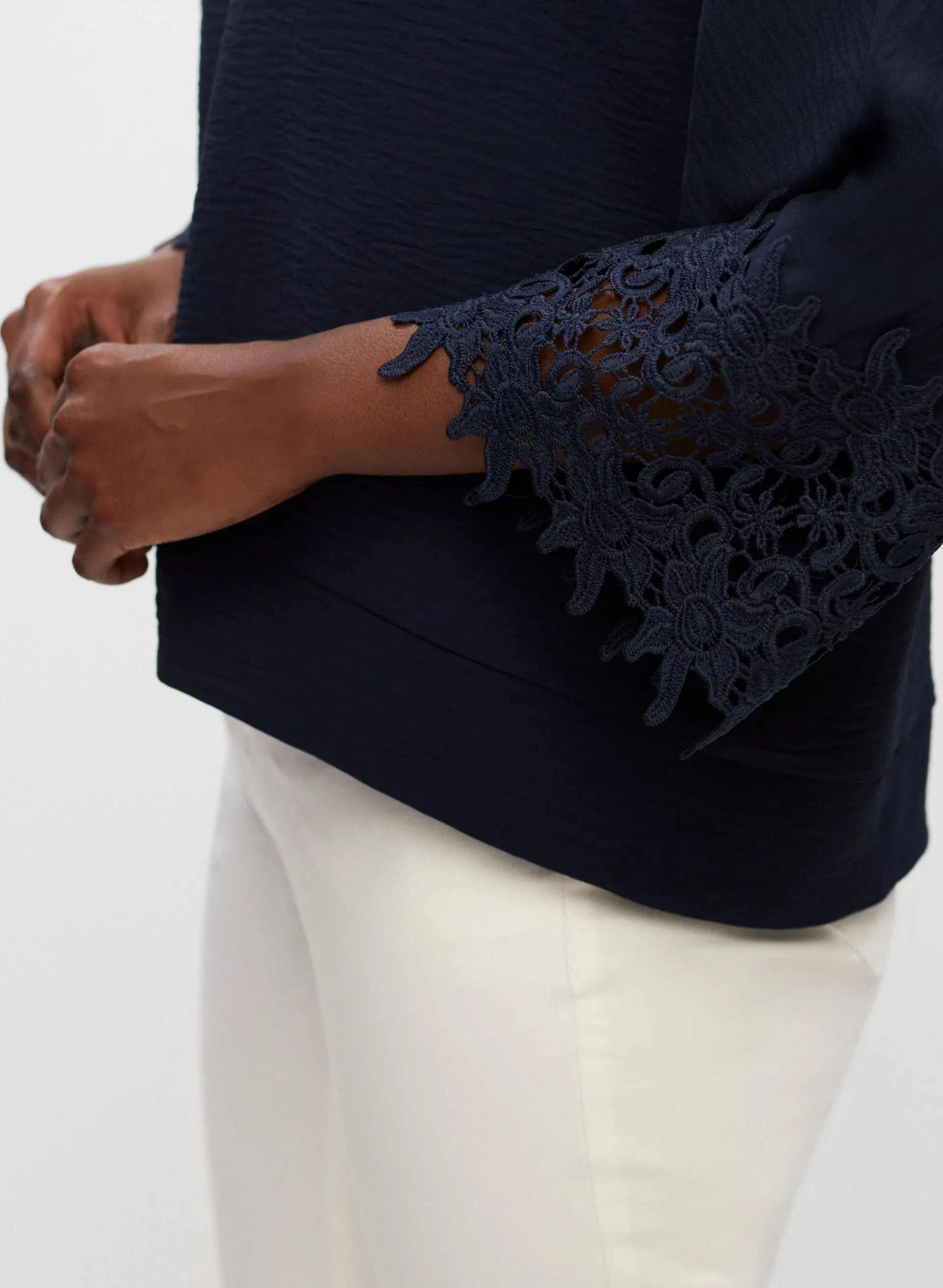 Lace Trim Wide Sleeve Blouse sold by Melanie Lyne product image thumbnail 2