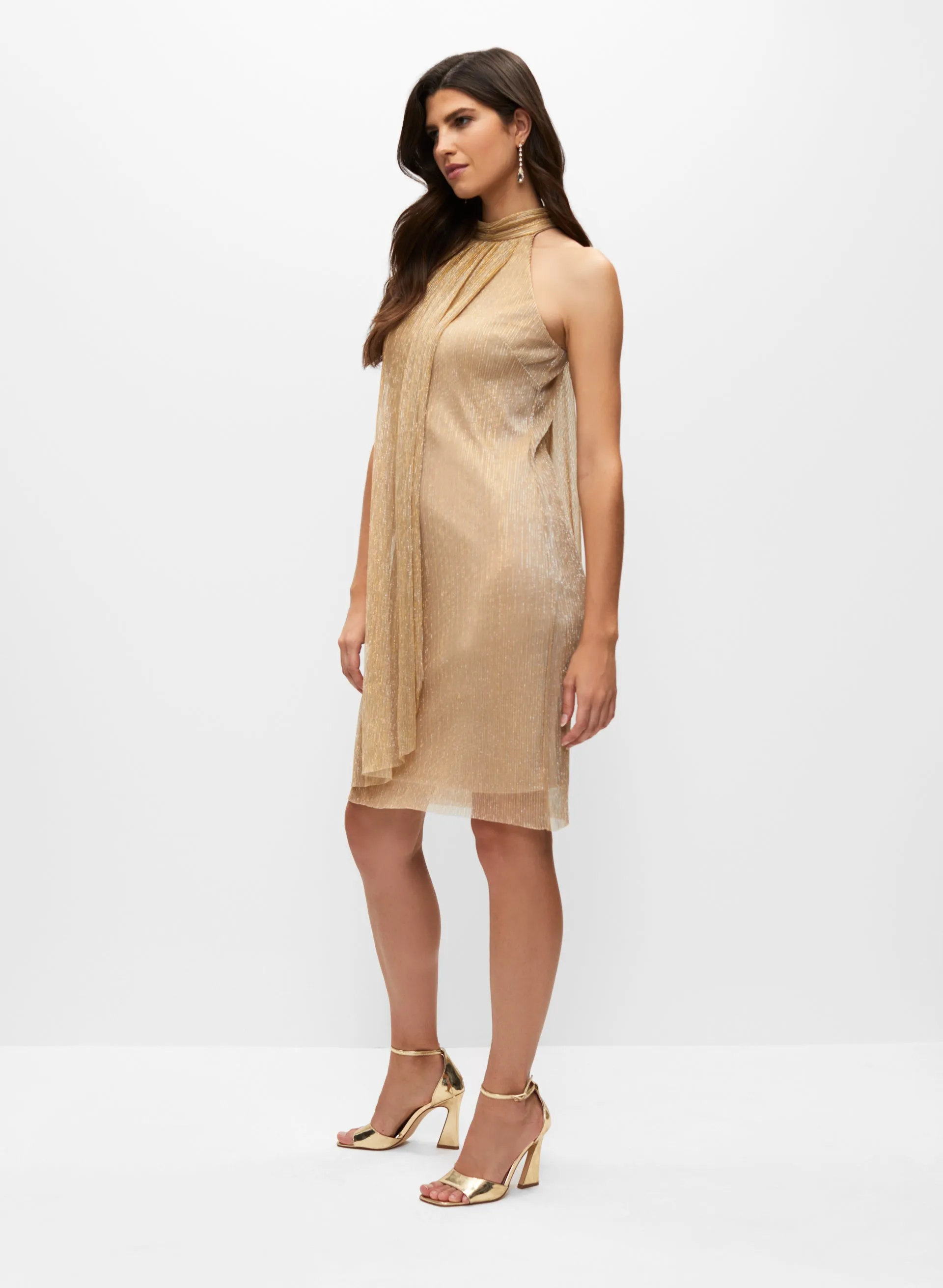 Metallic Plisse Halter Dress sold by Melanie Lyne product image thumbnail 2