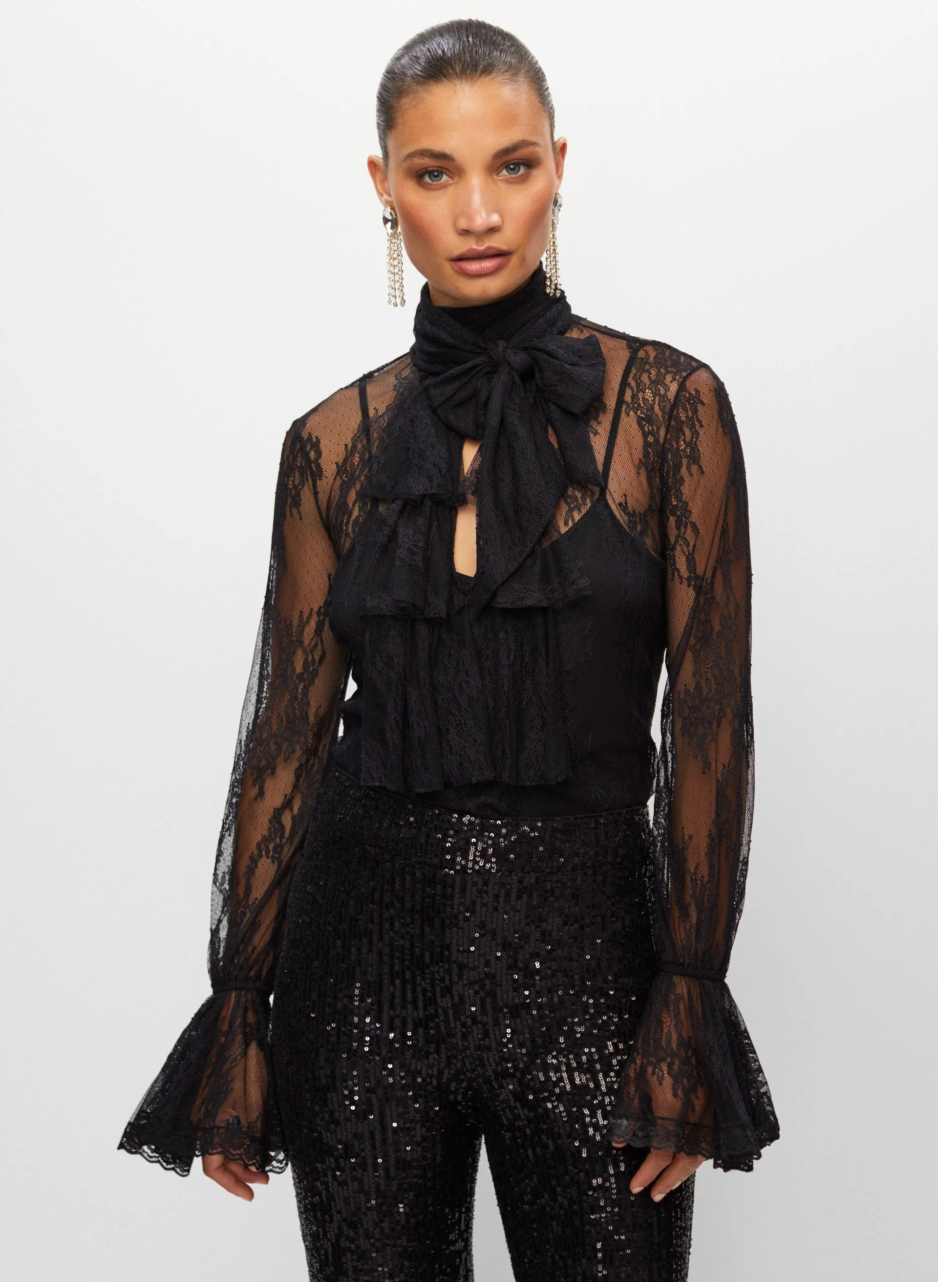 Tie Neck Lace Blouse sold by Melanie Lyne