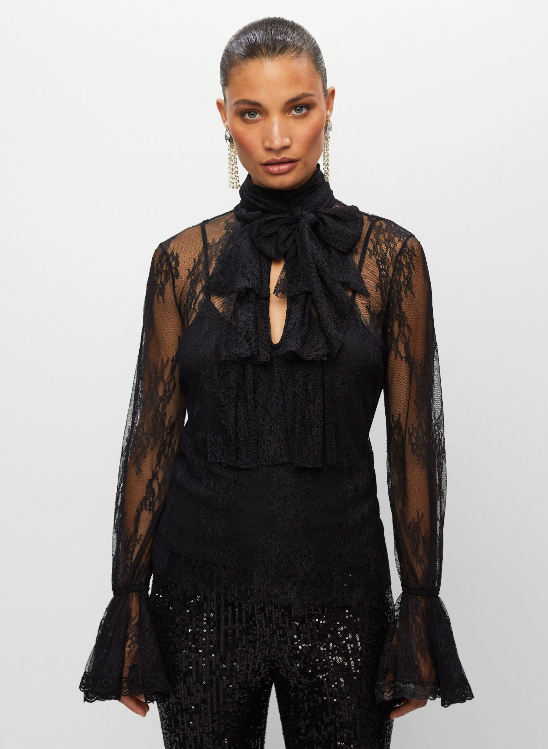 Tie Neck Lace Blouse sold by Melanie Lyne product image thumbnail 5