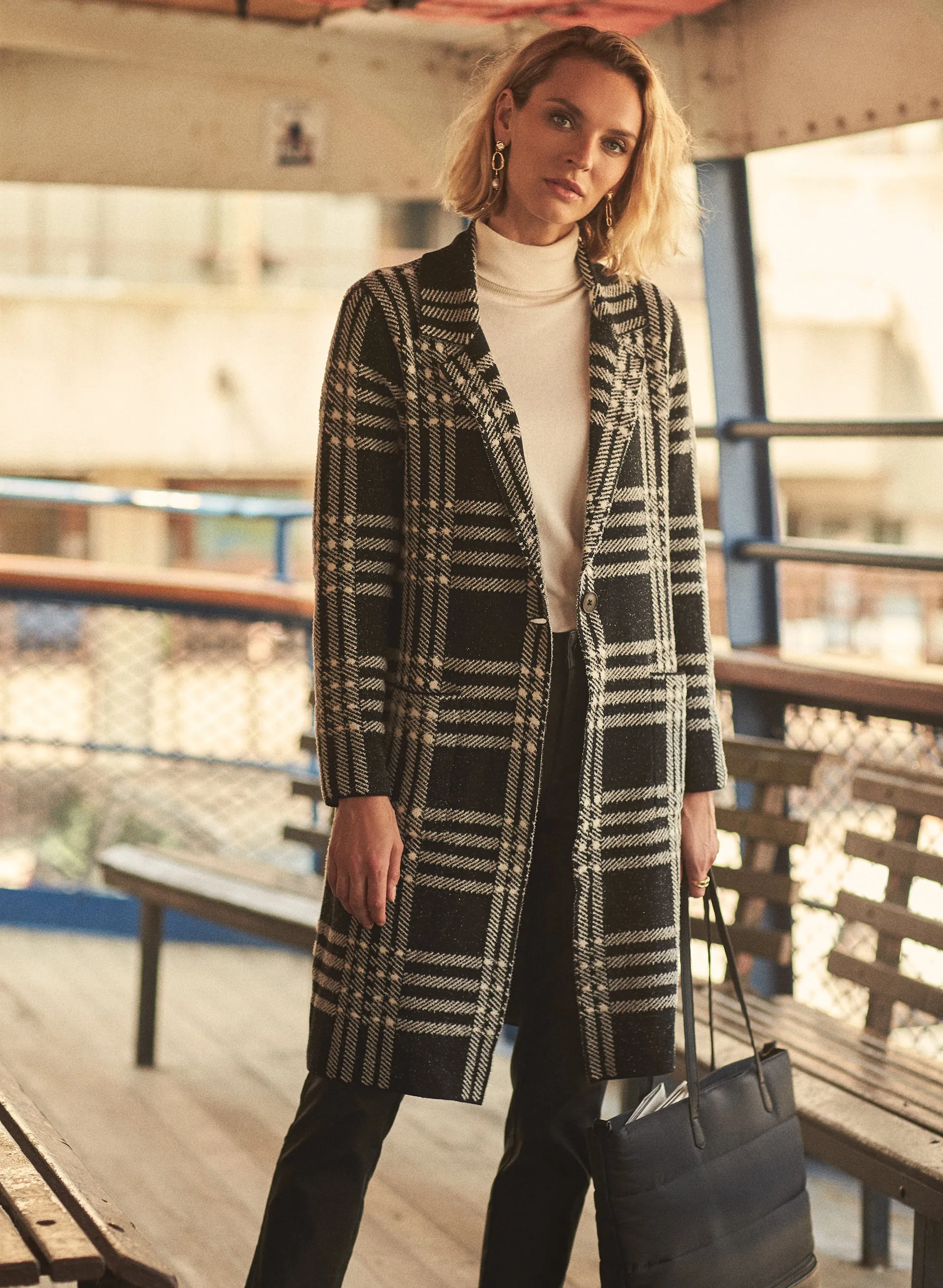 Plaid Notch Collar Coatigan sold by Melanie Lyne