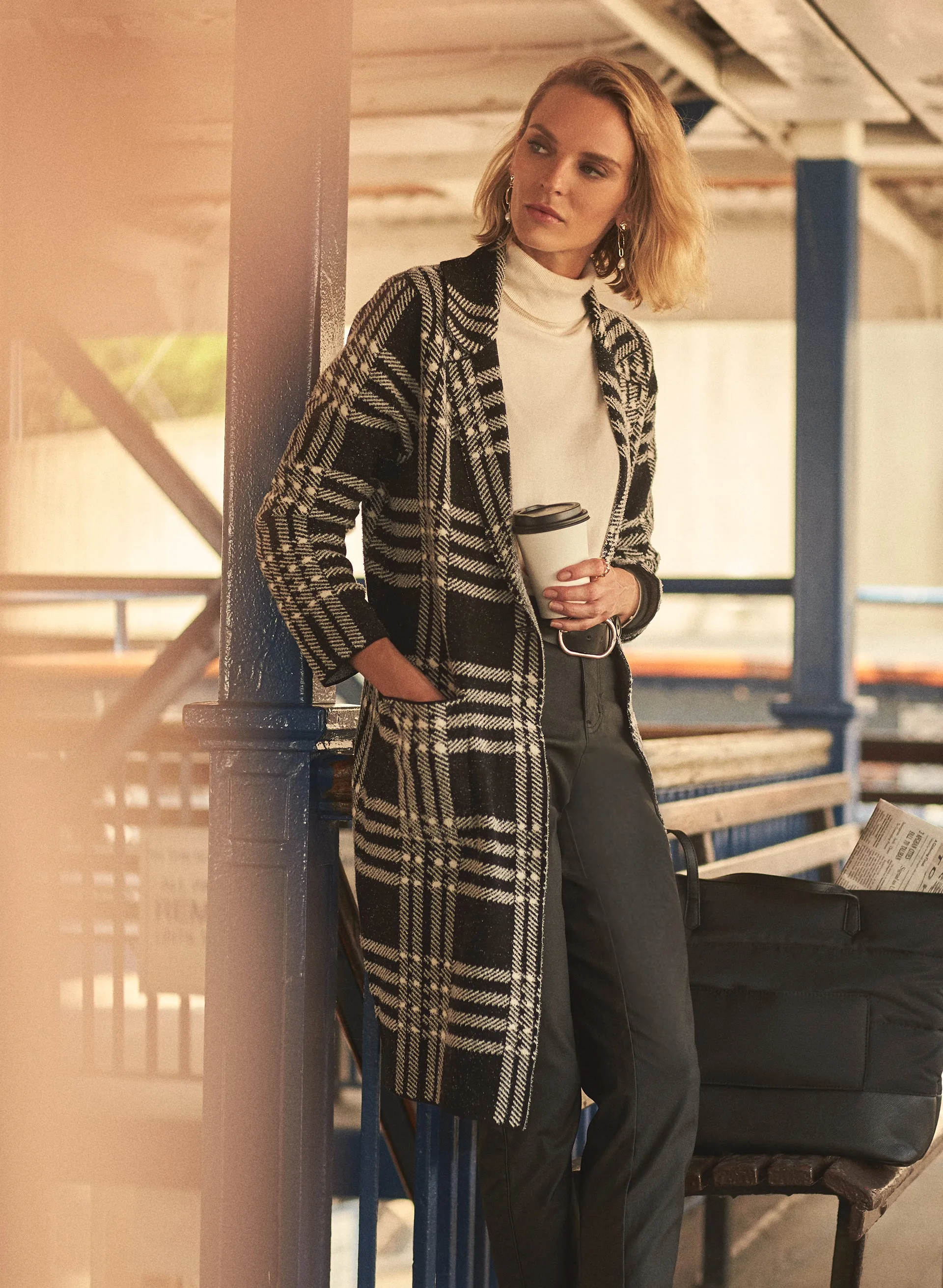 Plaid Notch Collar Coatigan sold by Melanie Lyne product image thumbnail 3