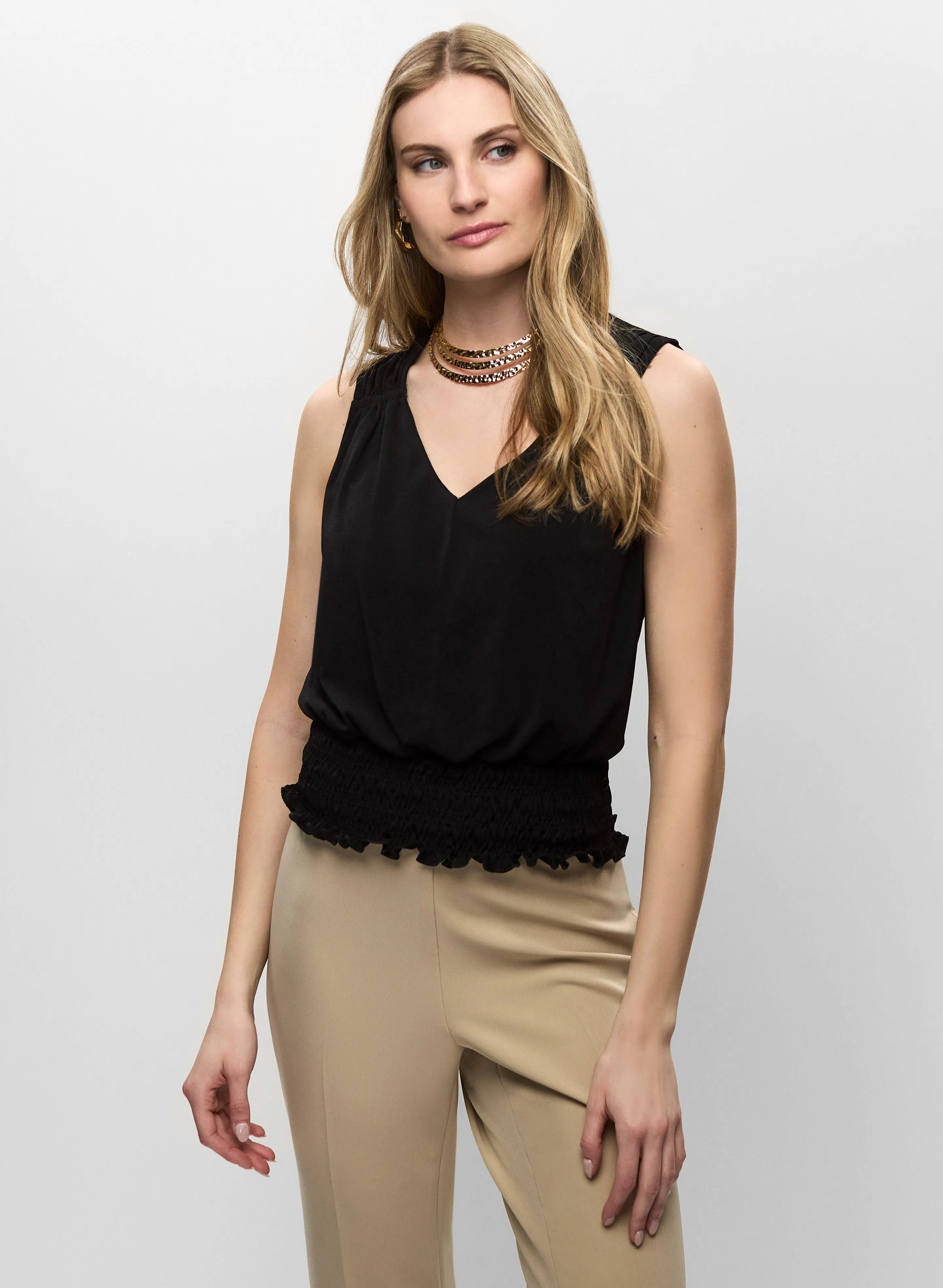 V-Neck Smocked Hem Top sold by Melanie Lyne