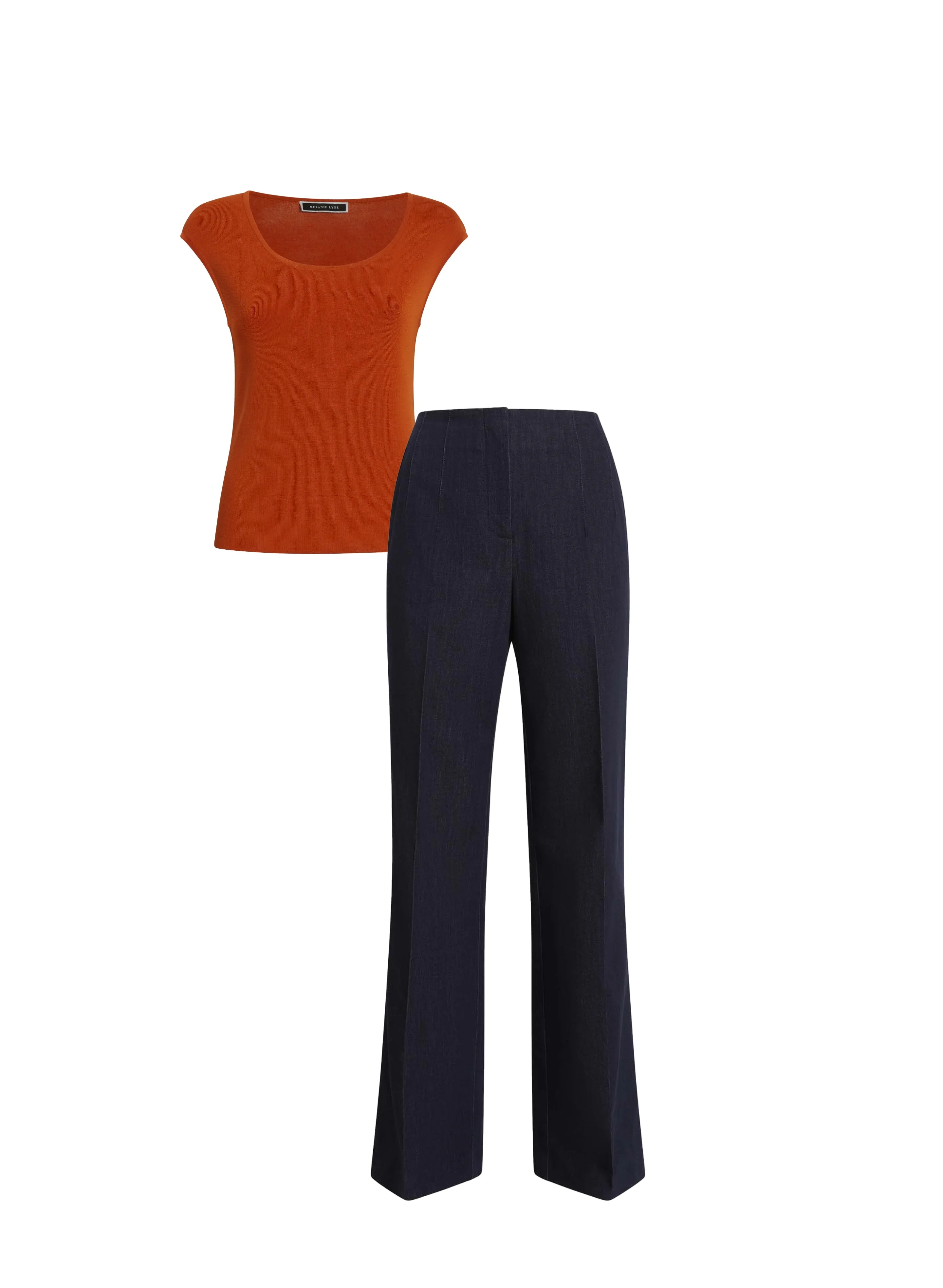 Cap Sleeve Knit & Denim Pants sold by Melanie Lyne