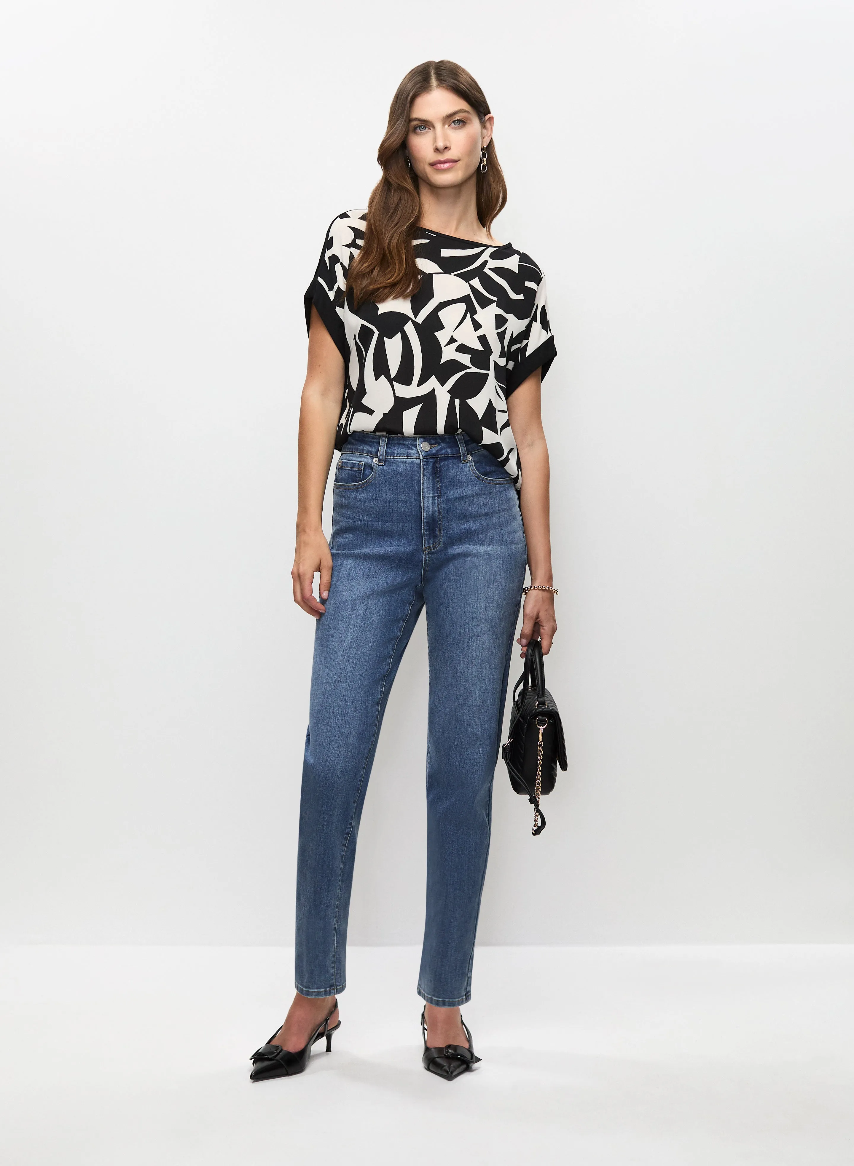 Geometric Print Top & Straight Leg Jeans sold by Melanie Lyne