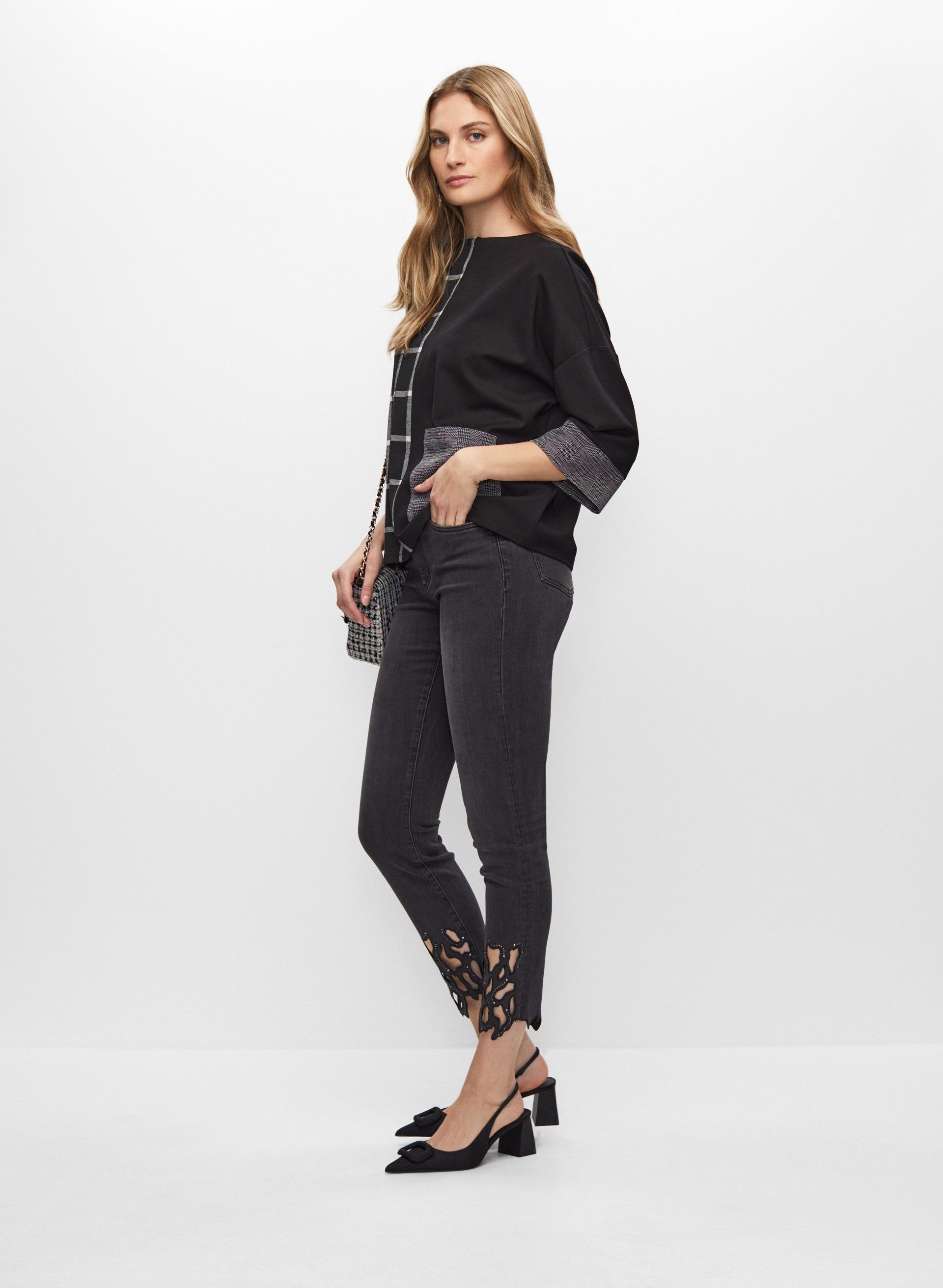 Joseph Ribkoff - Mixed Grid Motif Sweater sold by Melanie Lyne product image thumbnail 3