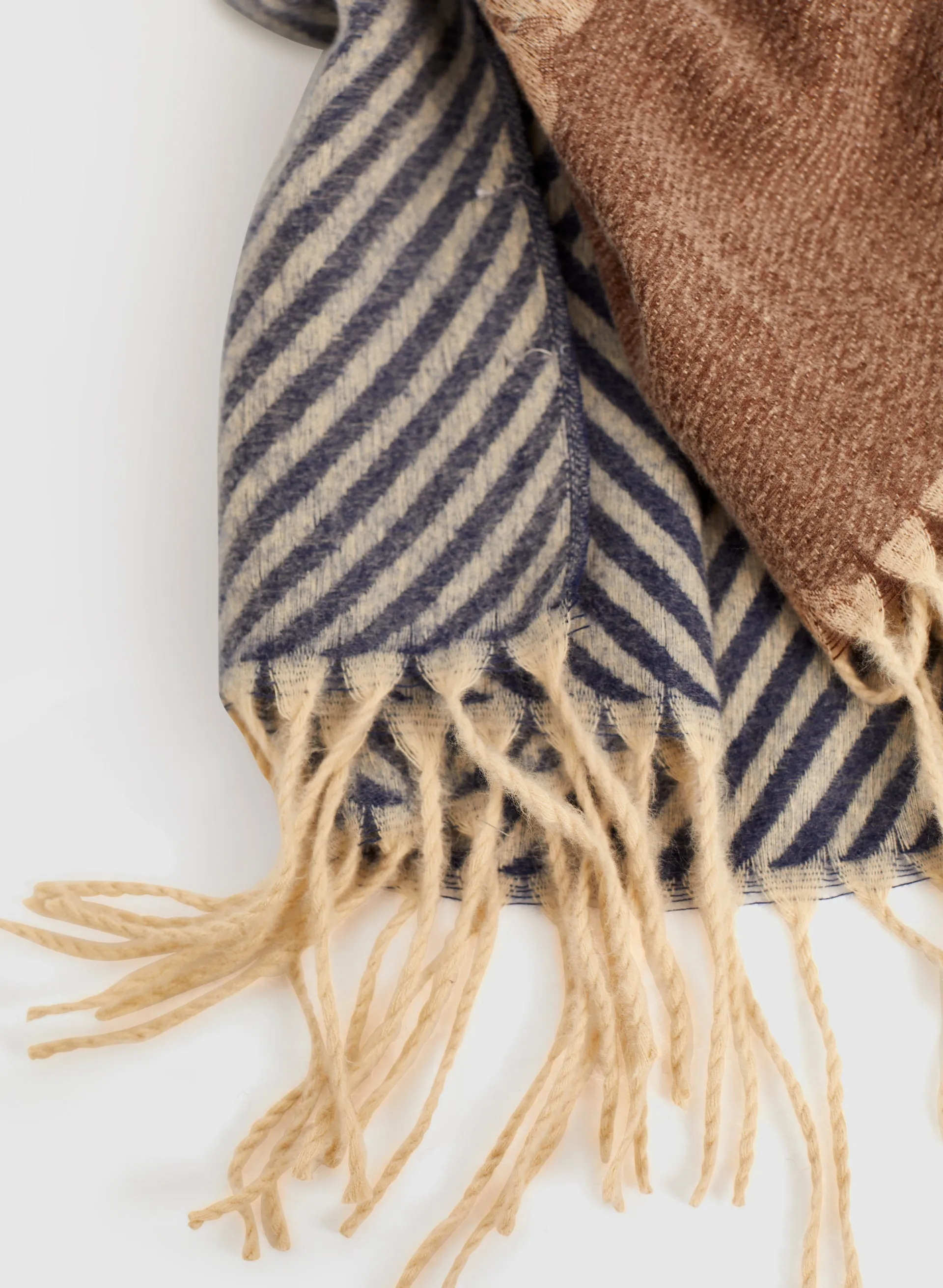 Diagonal Stripe Print Fringe Scarf sold by Melanie Lyne product image thumbnail 2