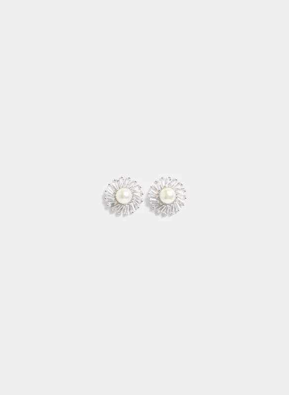 Round Pearl & Cubic Zirconia Earrings sold by Melanie Lyne