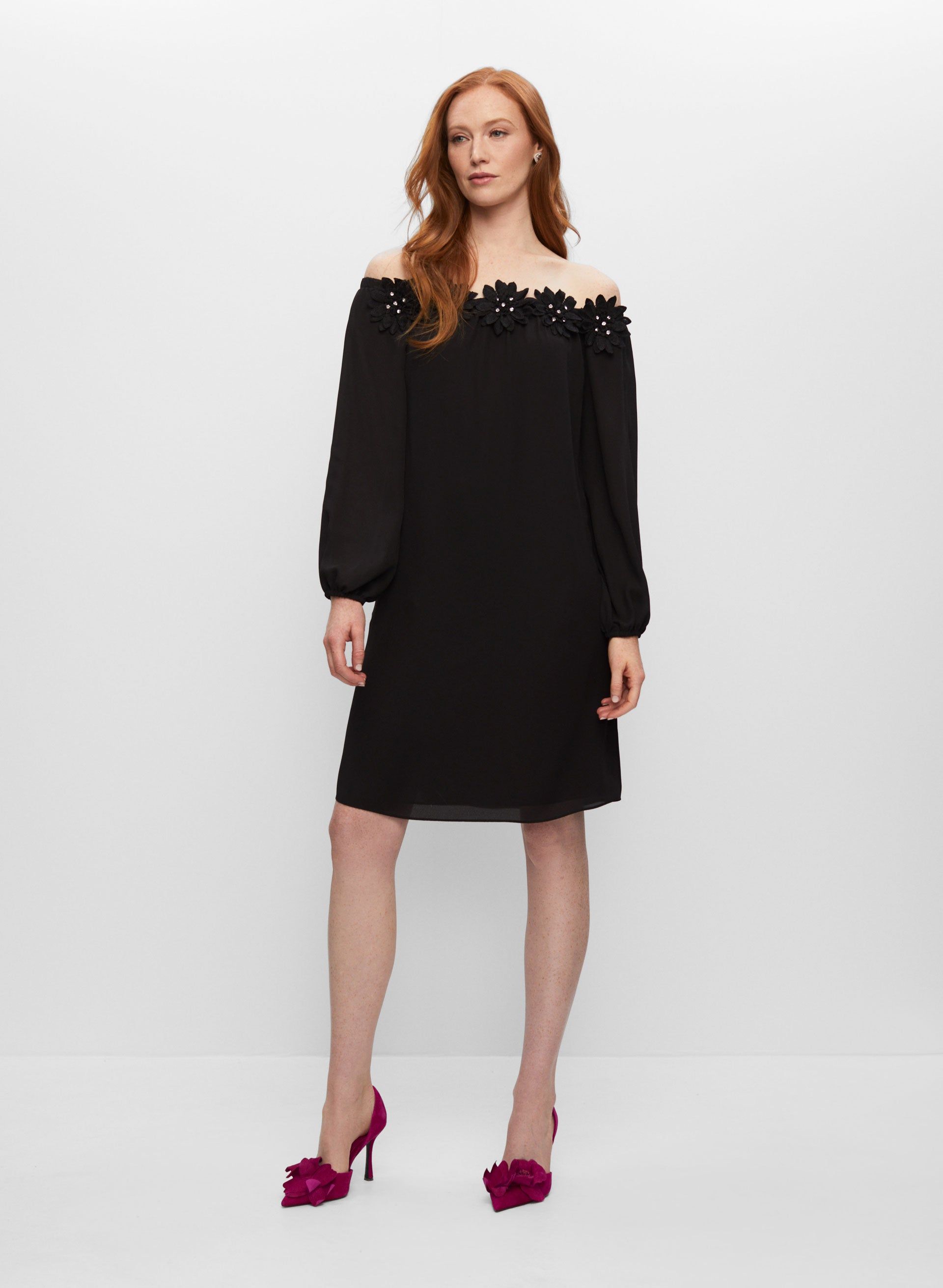 Off-the-Shoulder Appliqué Detail Dress sold by Melanie Lyne