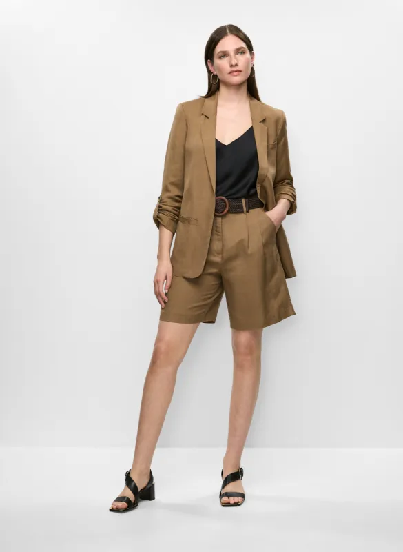 Linen-Blend Rolled Sleeve Blazer & Belted Shorts sold by Melanie Lyne