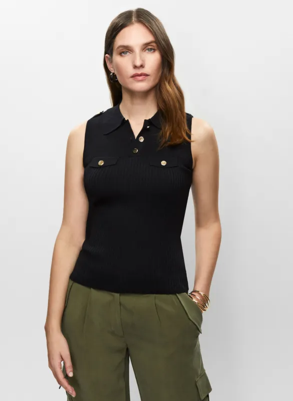 Sleeveless Knit Polo Top sold by Melanie Lyne
