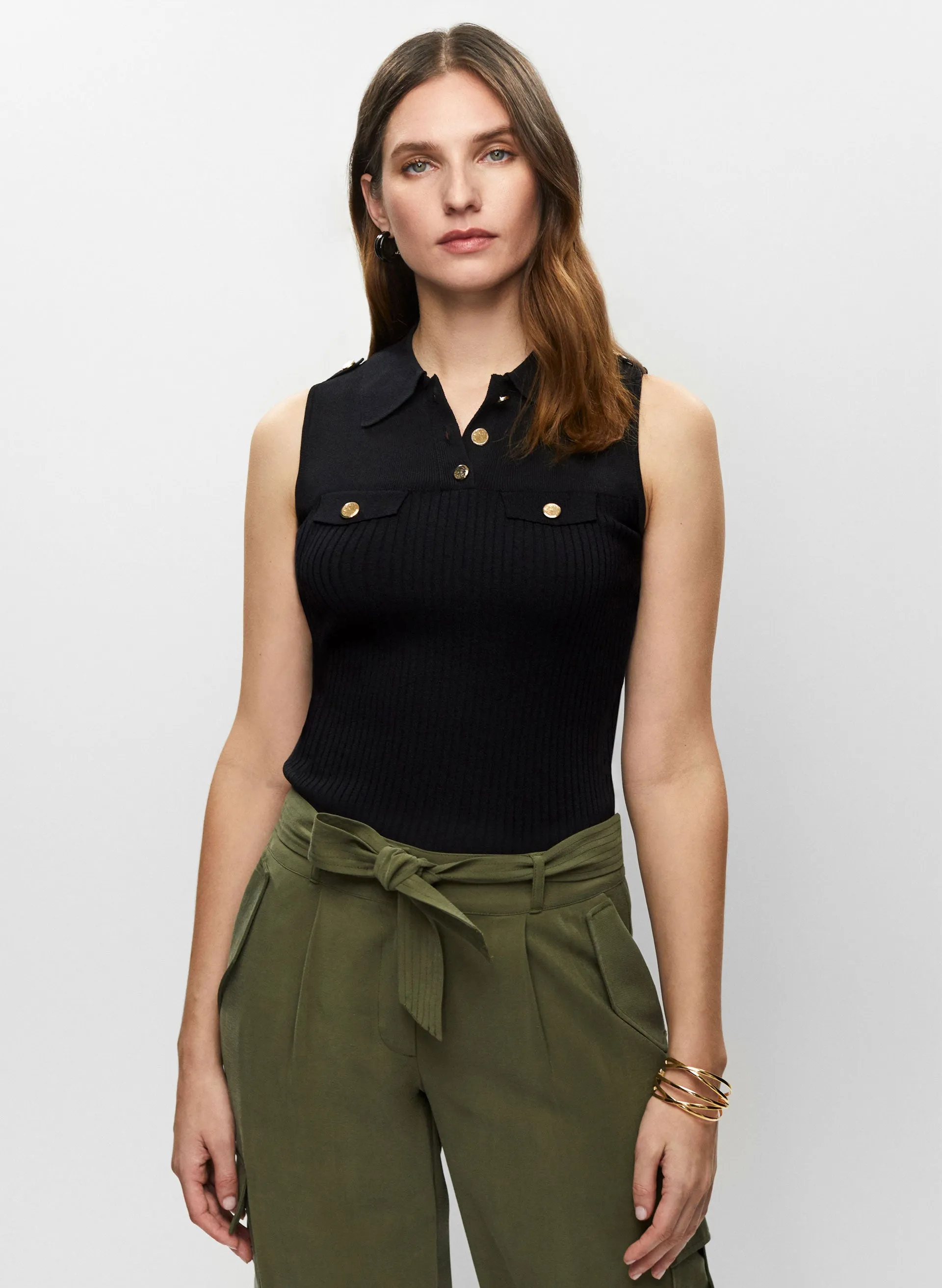 Sleeveless Knit Polo Top sold by Melanie Lyne product image thumbnail 5