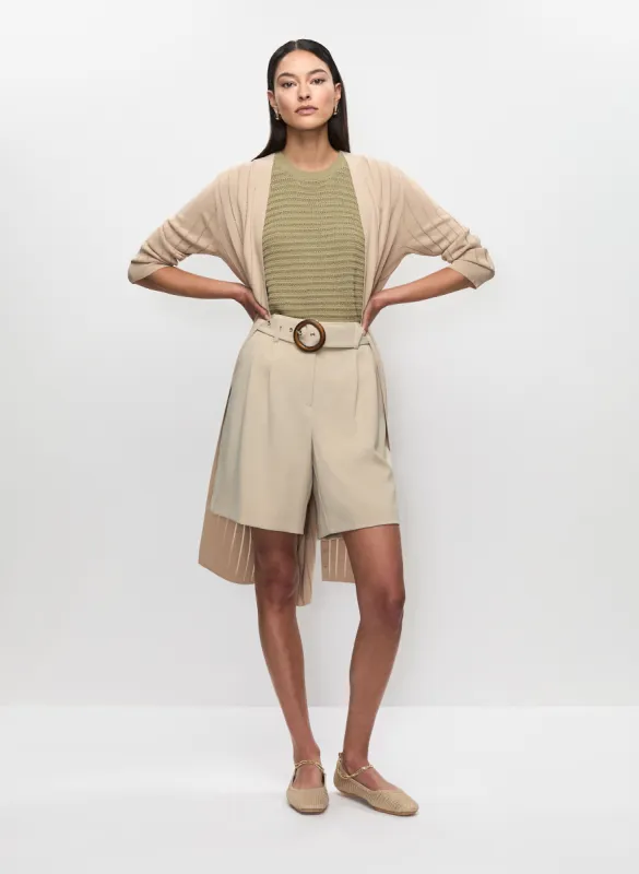 Rib Knit Duster Cardigan & Pleated Belted Shorts sold by Melanie Lyne