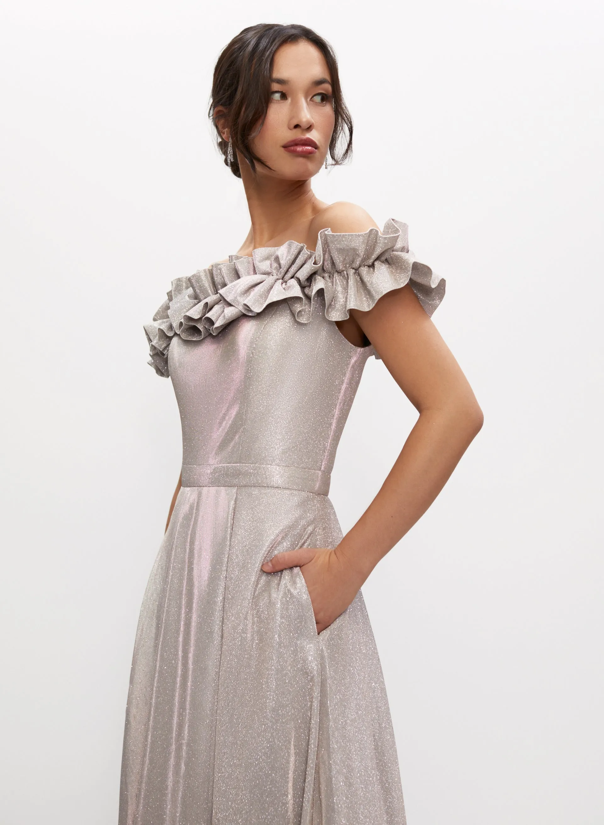 Off-the-Shoulder Glitter Gown sold by Melanie Lyne product image thumbnail 4