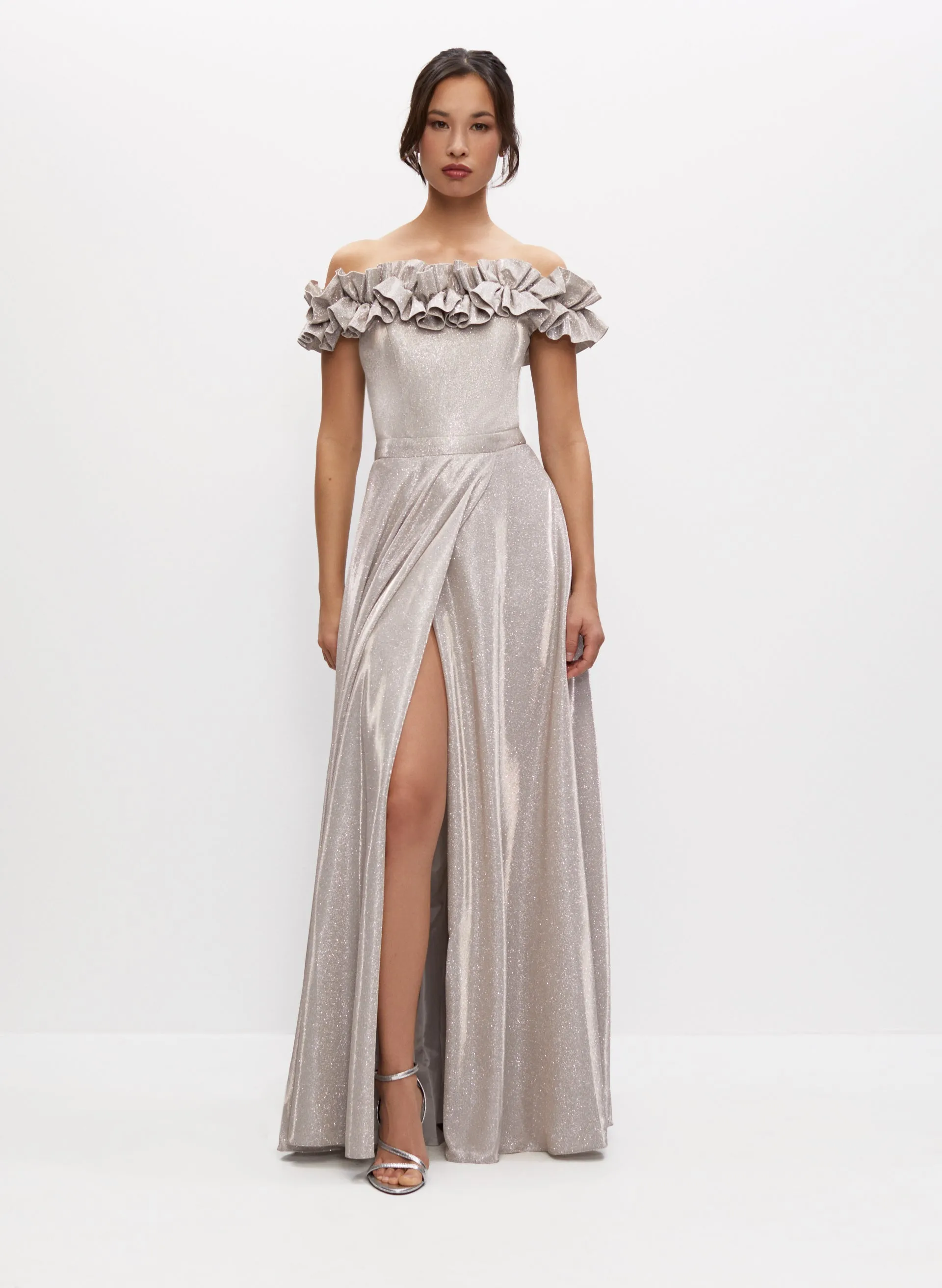 Off-the-Shoulder Glitter Gown sold by Melanie Lyne